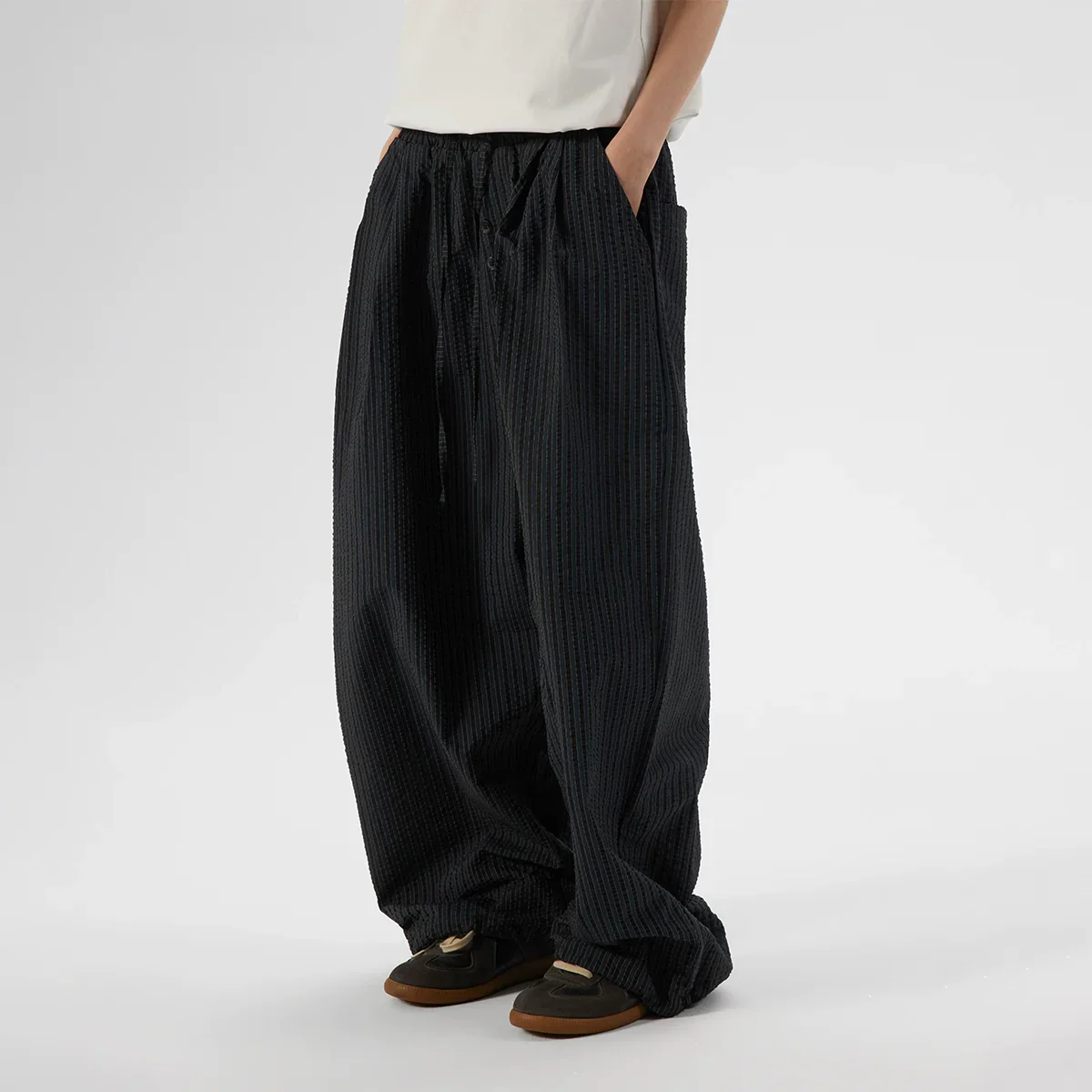 Wide Leg Striped Trousers - Image 3