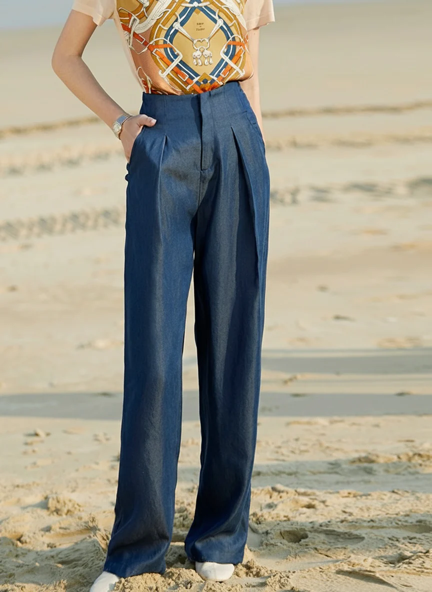 Wide-Leg Tencel Trousers - Image 2