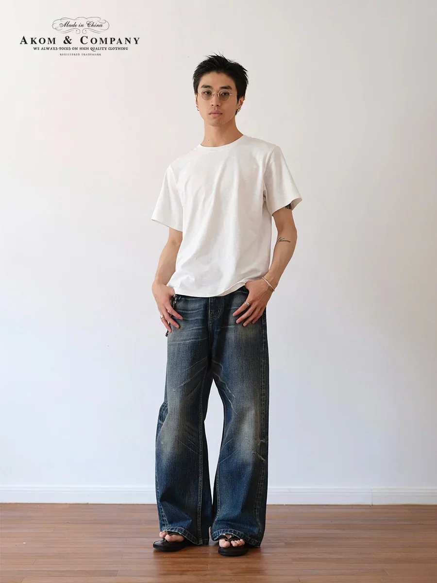 Wide-Leg Vintage-Wash Denim Jeans - Image 2