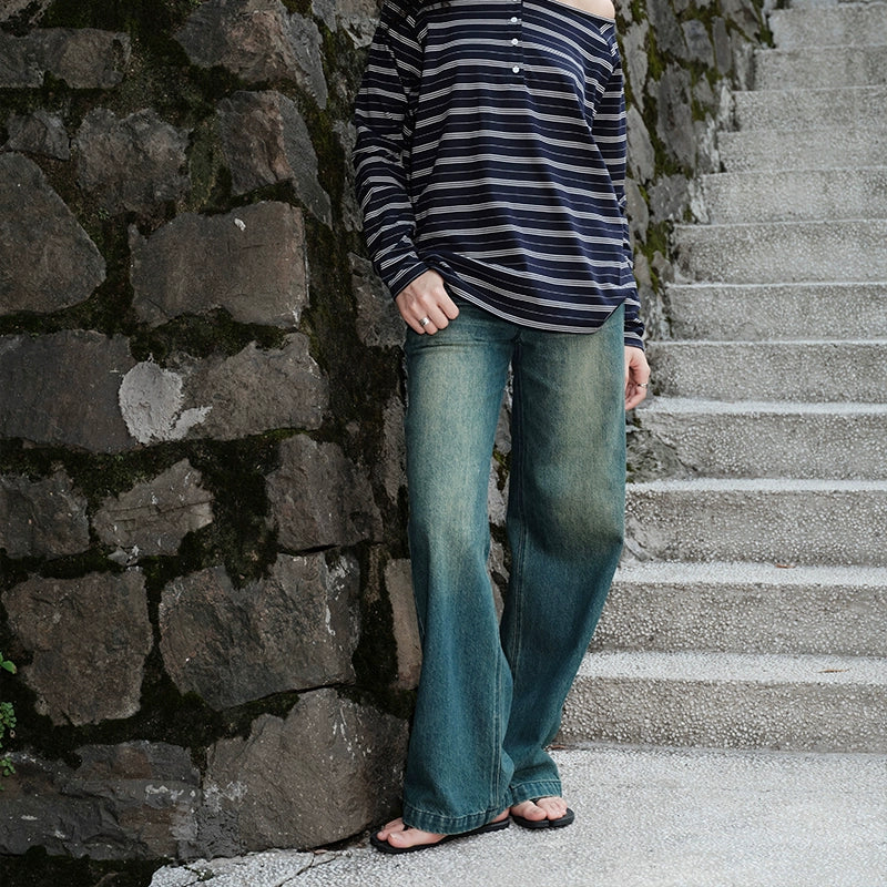 Wide-Leg Washed Denim Jeans - Image 3