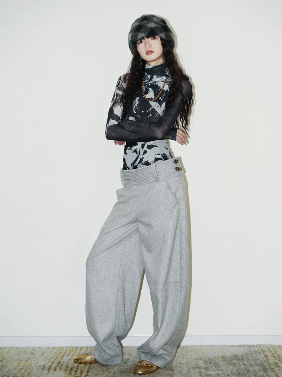 Wide-Leg Wool-Blend Trousers - Image 2