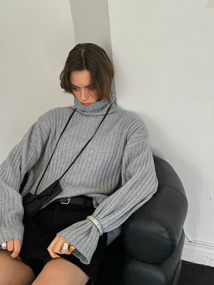 Wide Rib Cashmere-Wool Turtleneck - Image 3