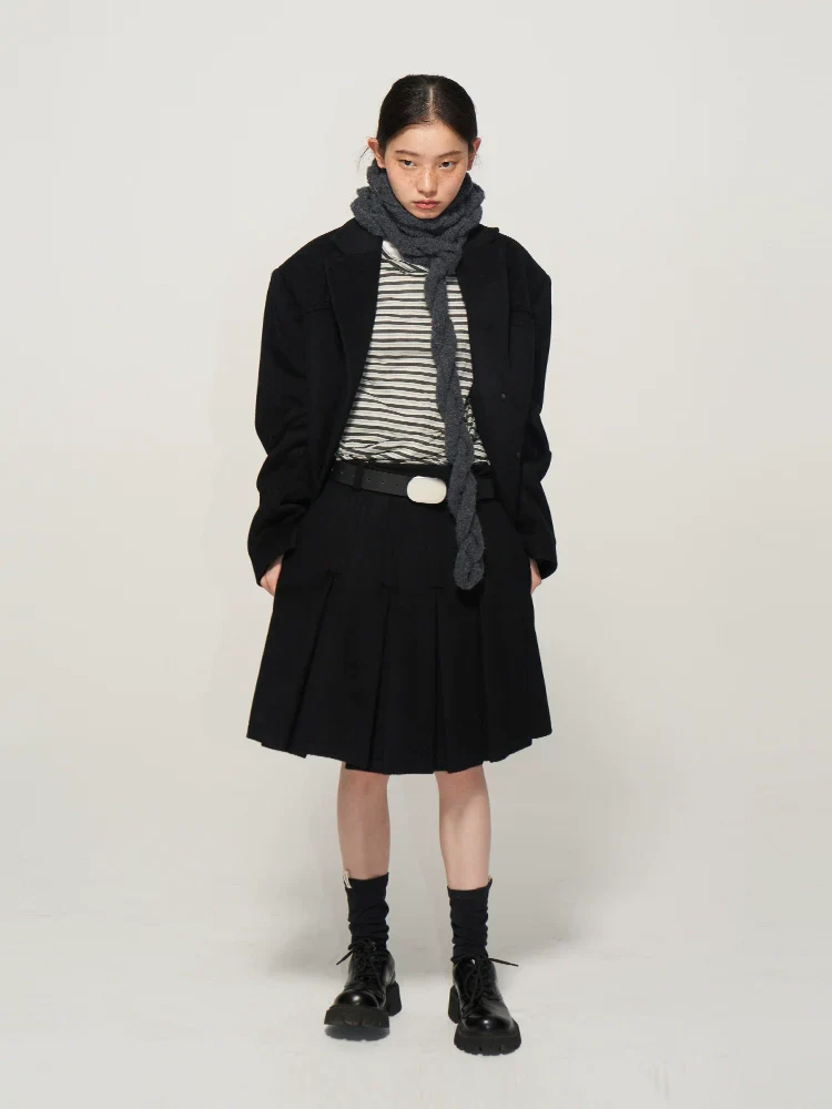 Wide-Stitch Wool Blazer