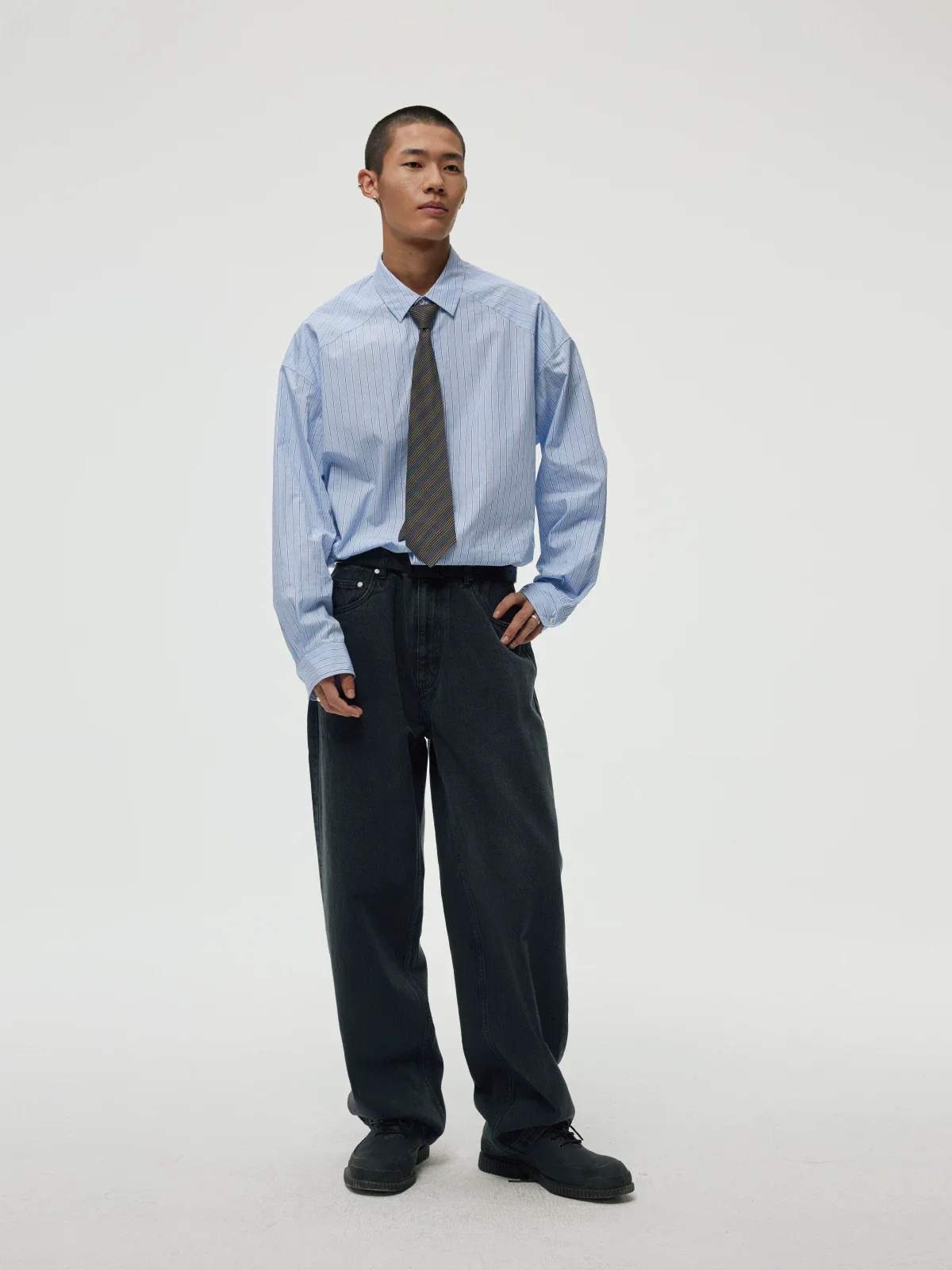 Wide Straight Enzyme-Wash Denim Jeans
