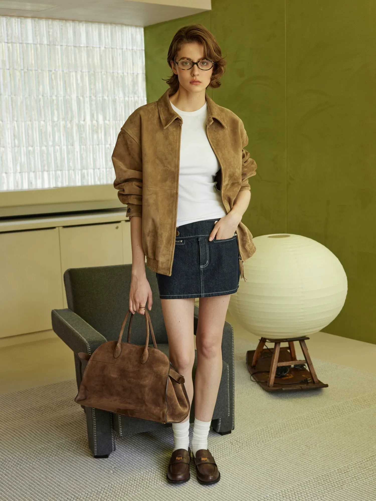 Wide-Waist A-Line Denim Mini Skirt - Image 3