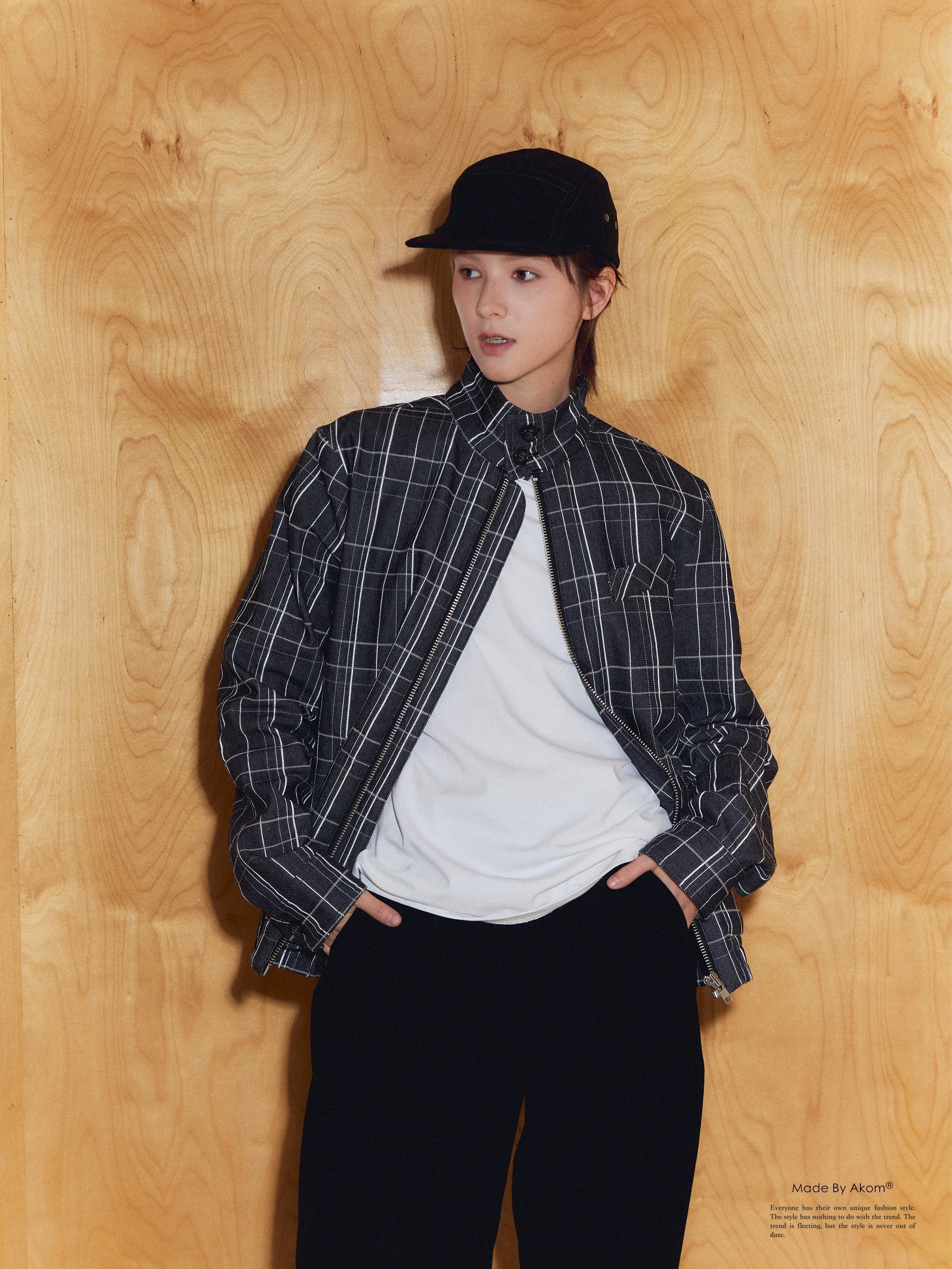 Windowpane Check Harrington Jacket