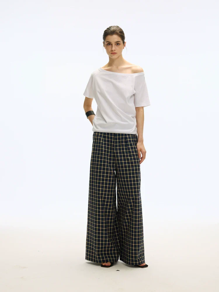 Windowpane Check Wide-Leg Pants - Image 3