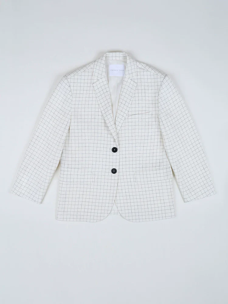 Windowpane Wool-Tencel Blazer - Image 2