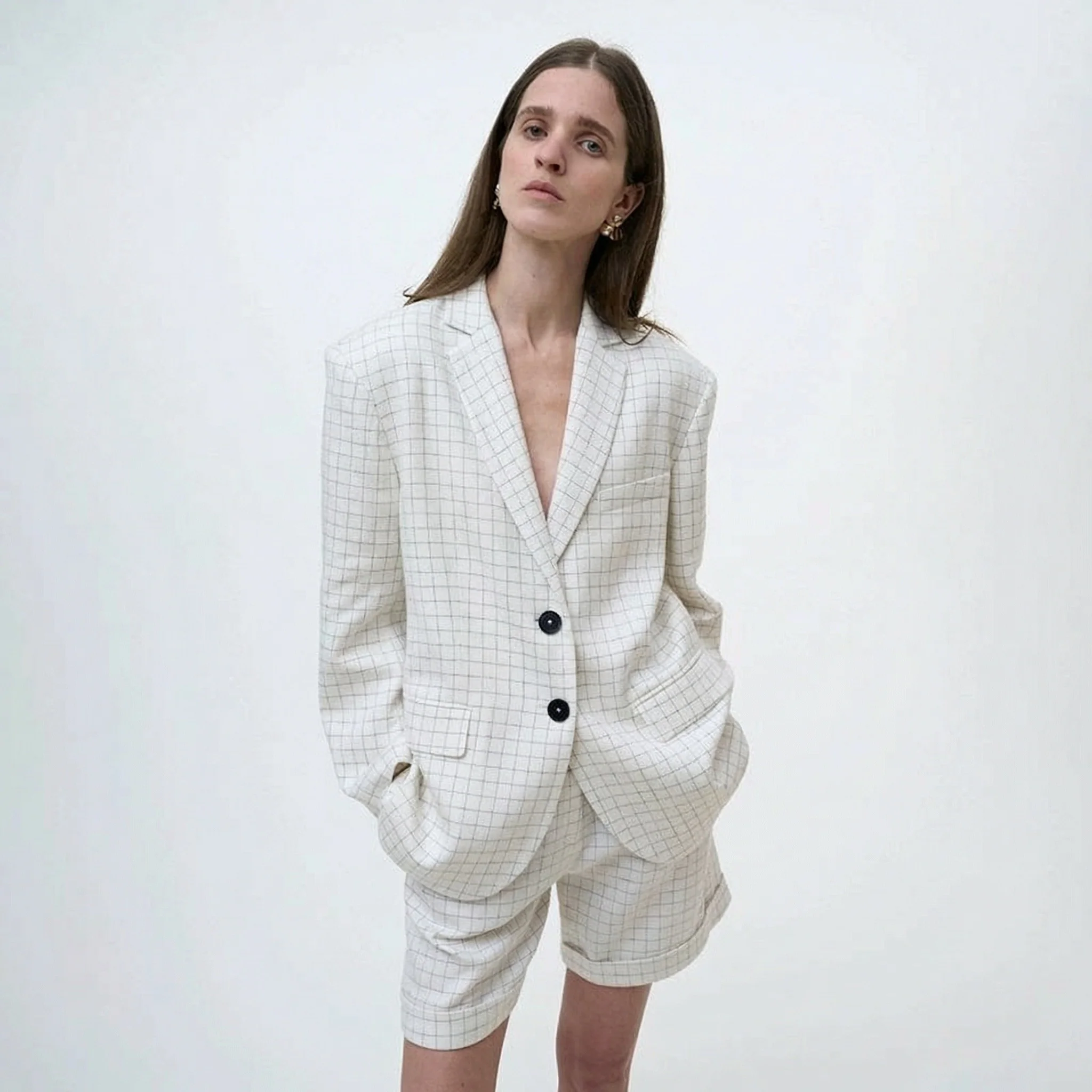 Windowpane Wool-Tencel Blazer - Image 6