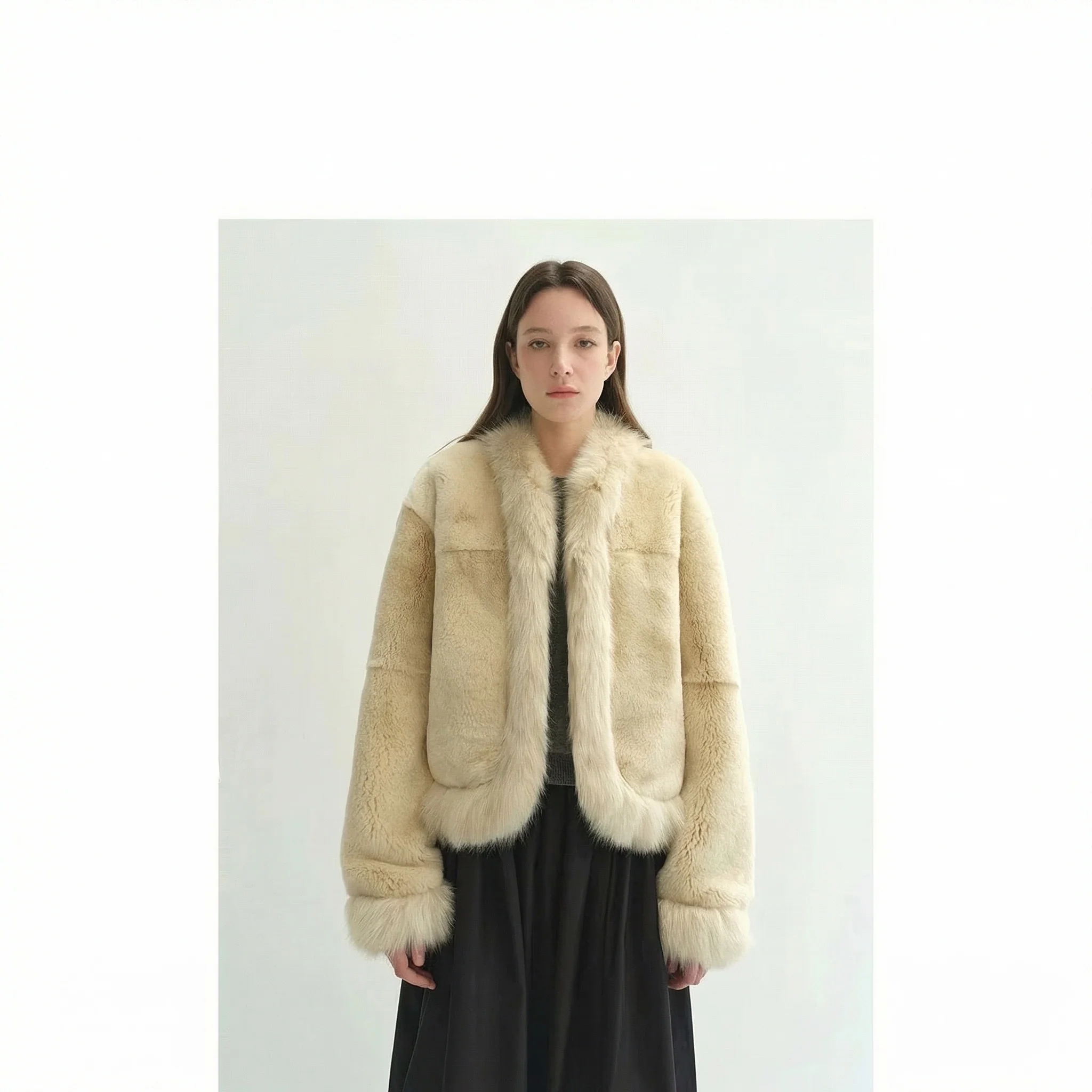 Windsor V-Neck Fur Jacket - Image 4