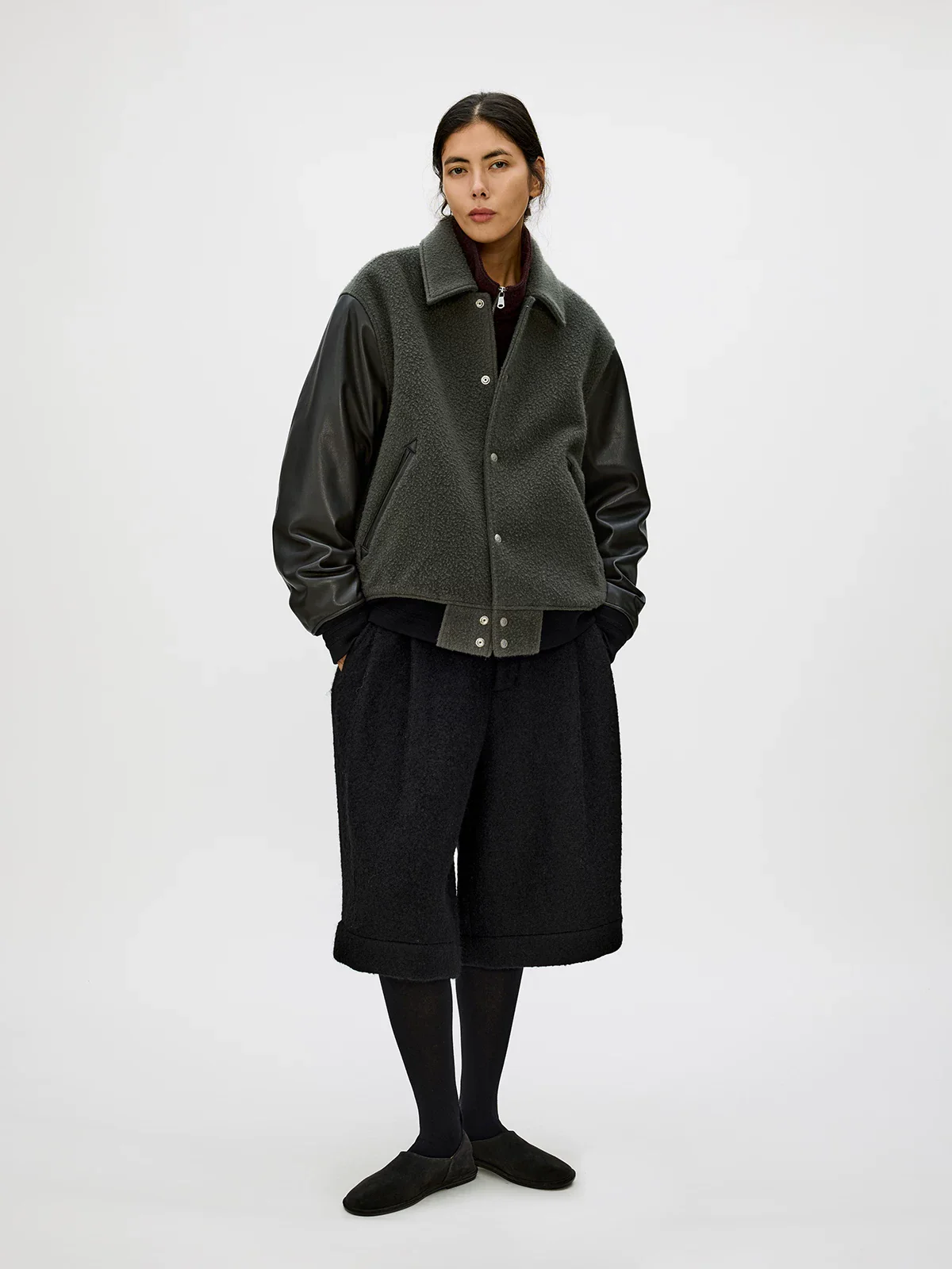 Wool and Leather Varsity Jacket - Image 2