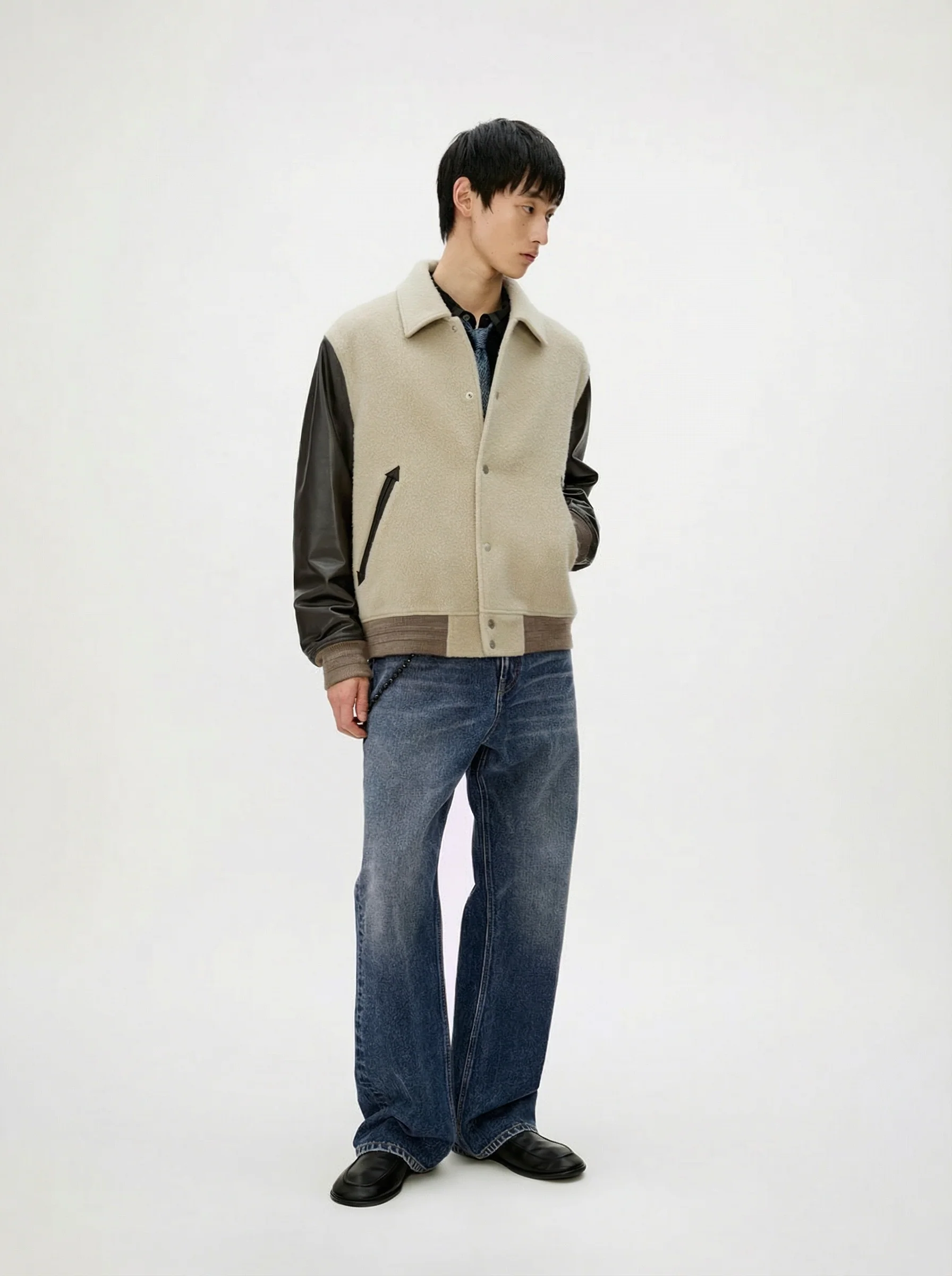 Wool and Leather Varsity Jacket - Image 5