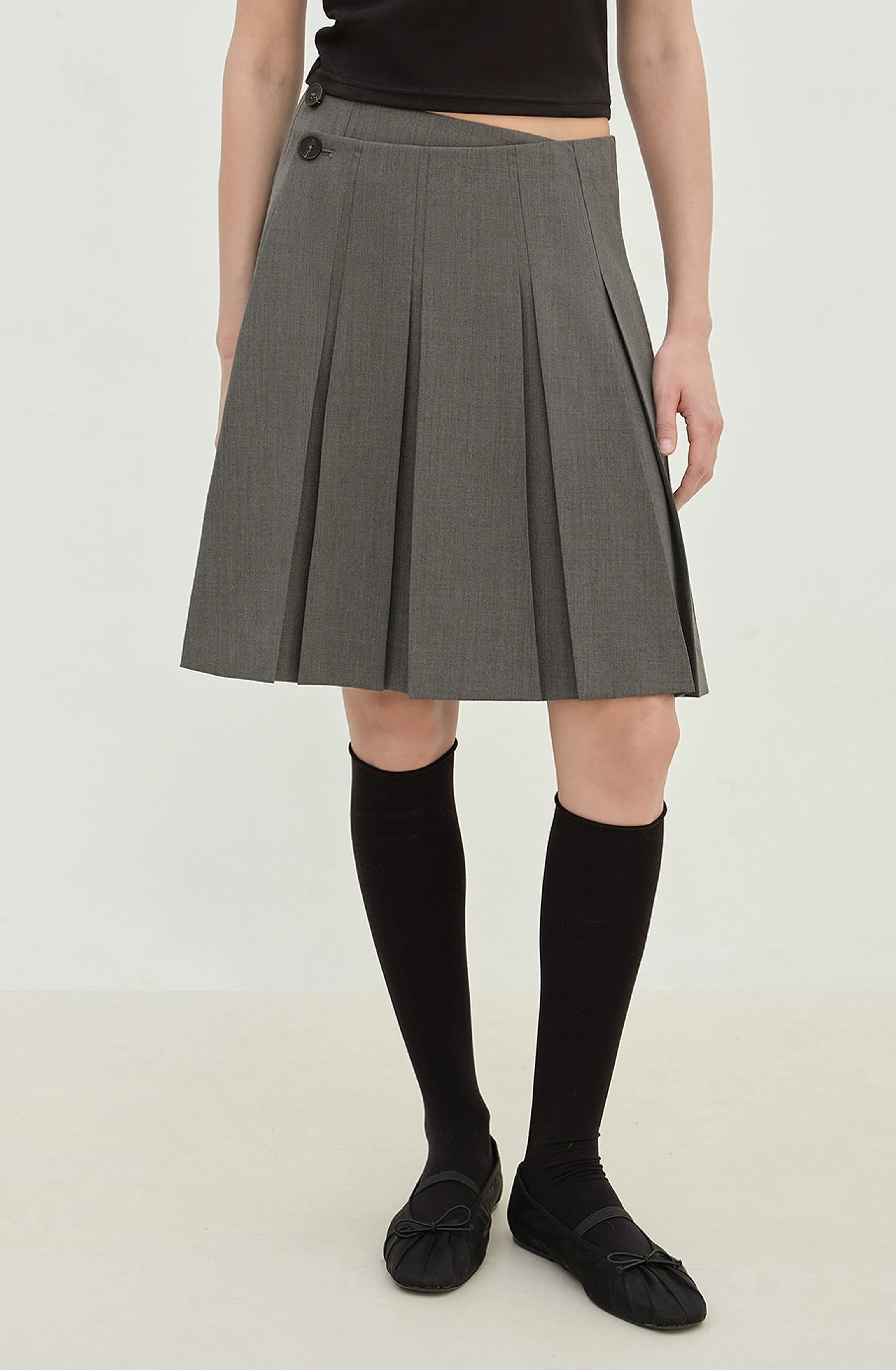 Wool-Blend Asymmetric Pleated Skirt - Image 3