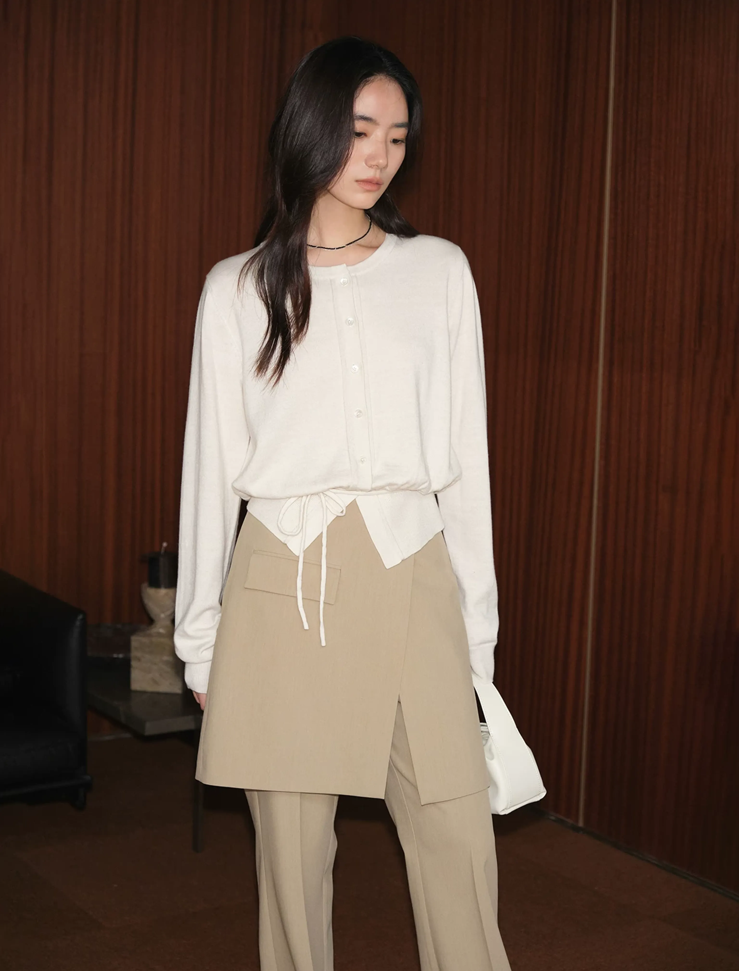 Wool Blend Cardigan with Drawstring - Image 5