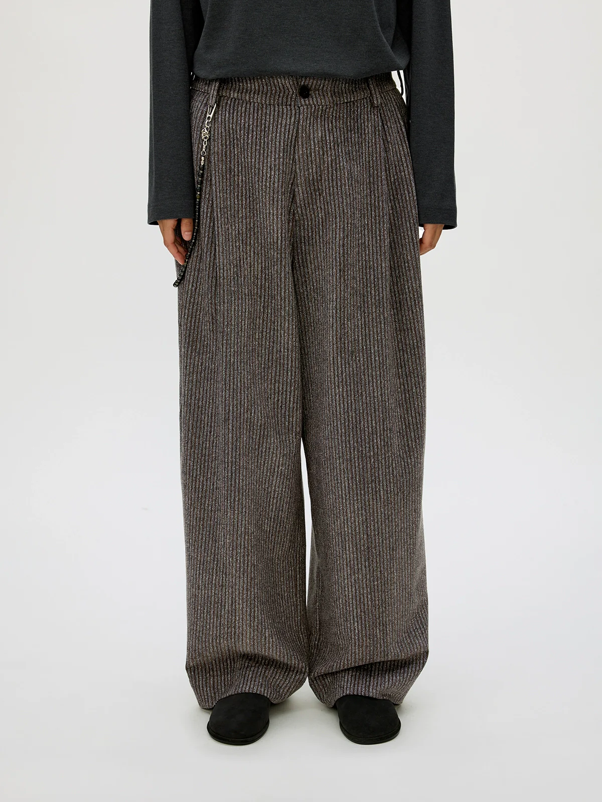 Wool-Blend Double-Pleat Pinstripe Trousers - Image 2