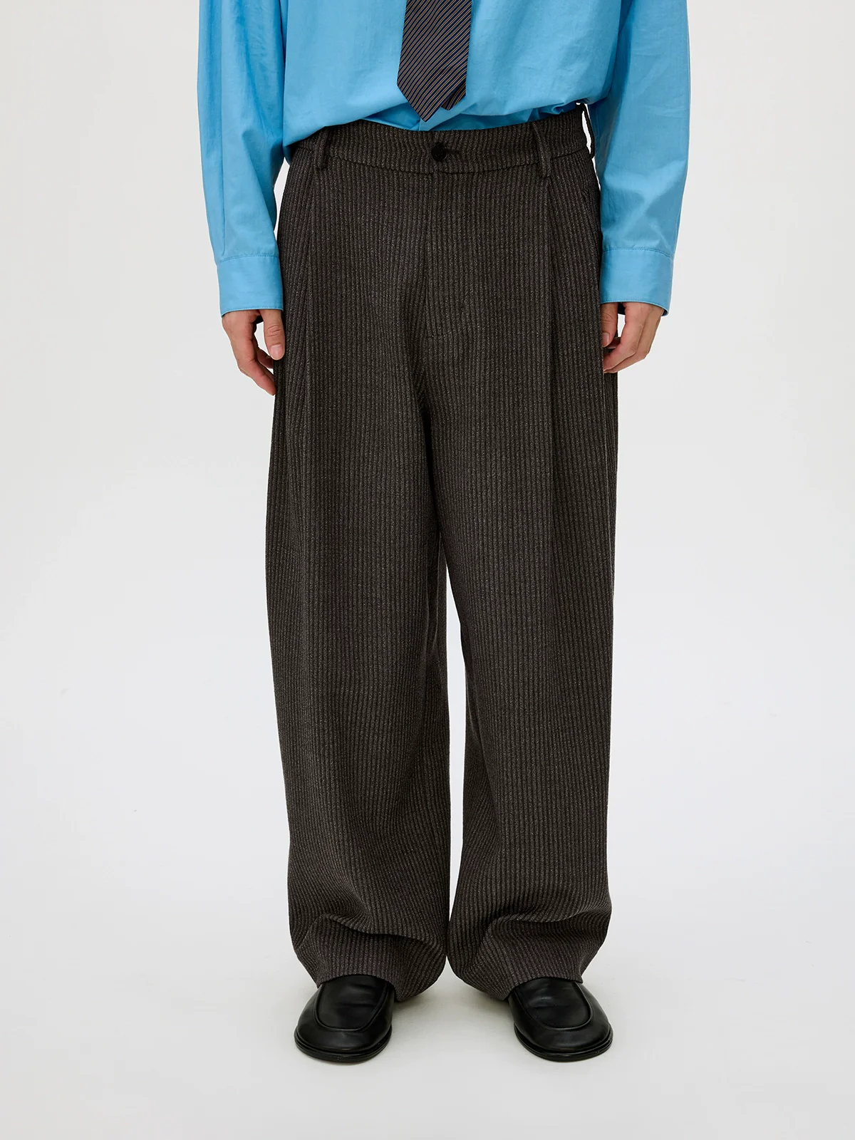 Wool-Blend Double-Pleat Pinstripe Trousers - Image 3
