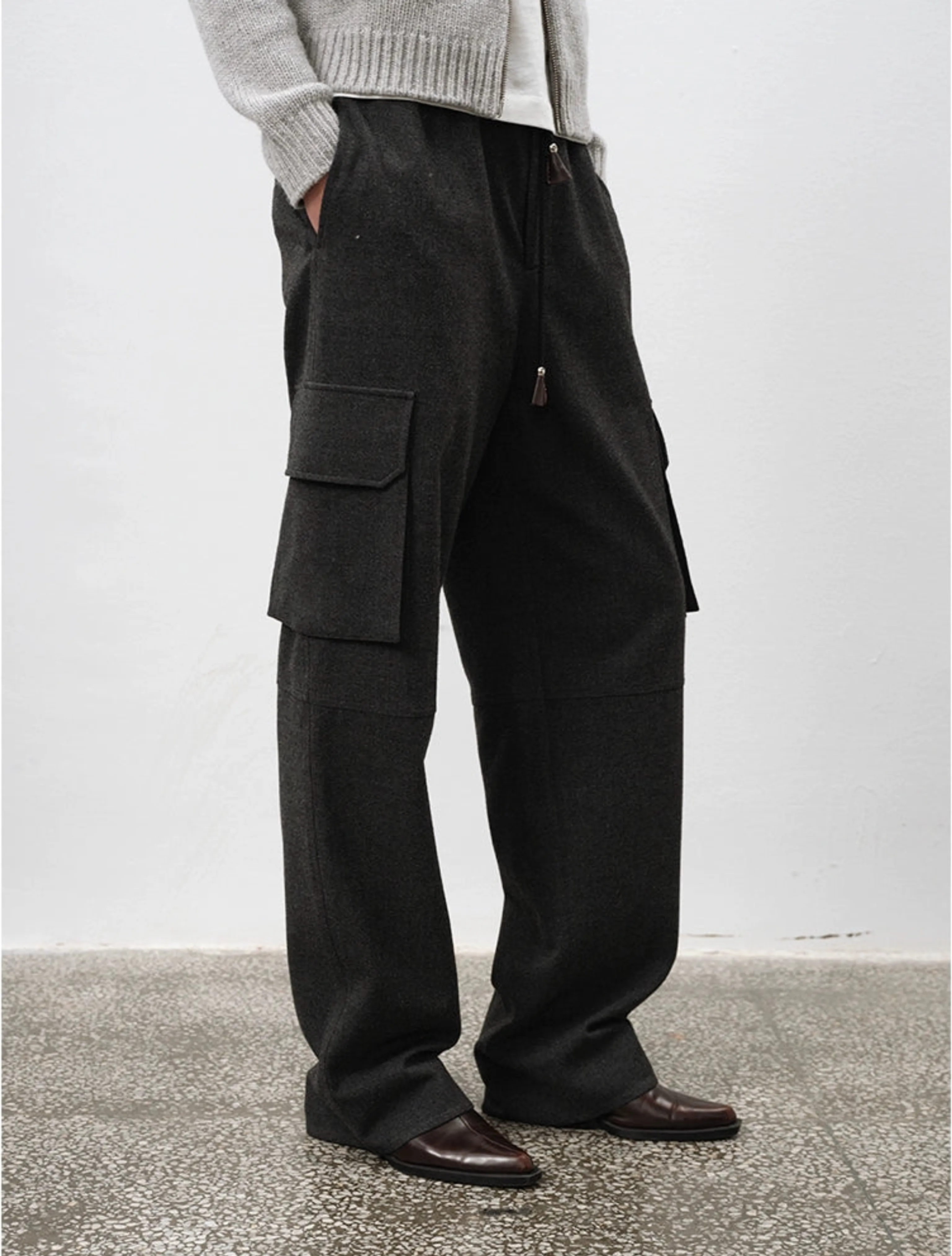 Wool-Blend Drawstring Cargo Pants - Image 5