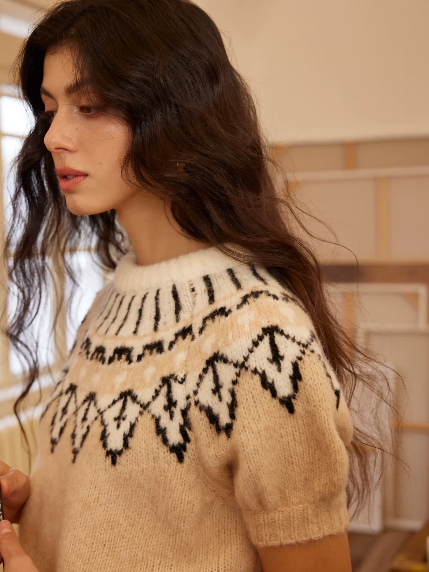 Wool-Blend Fair Isle Short-Sleeve Sweater - Image 2