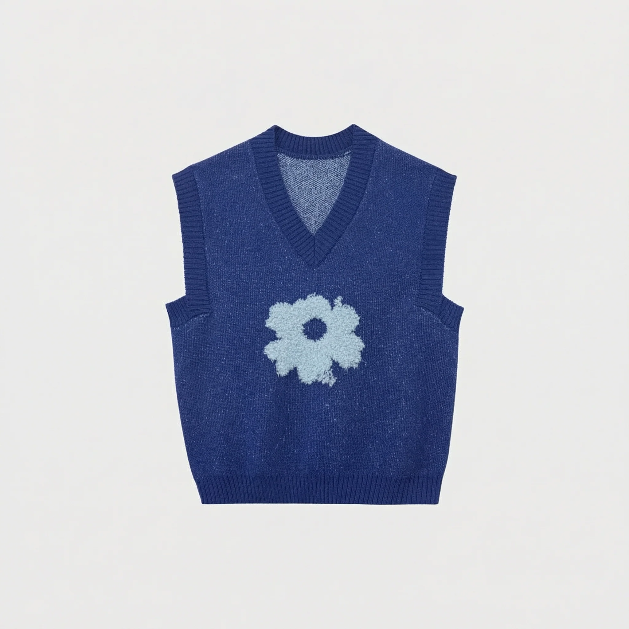 Wool-Blend Floral Knit Vest