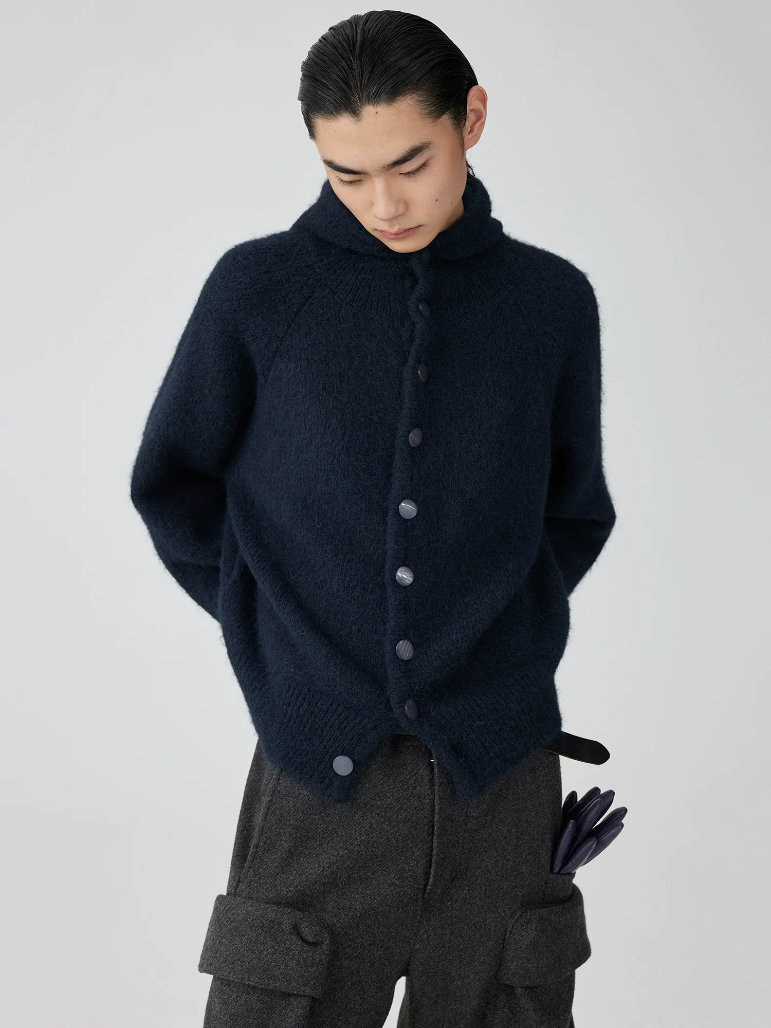 Wool-Blend Hooded Button Cardigan - Image 2