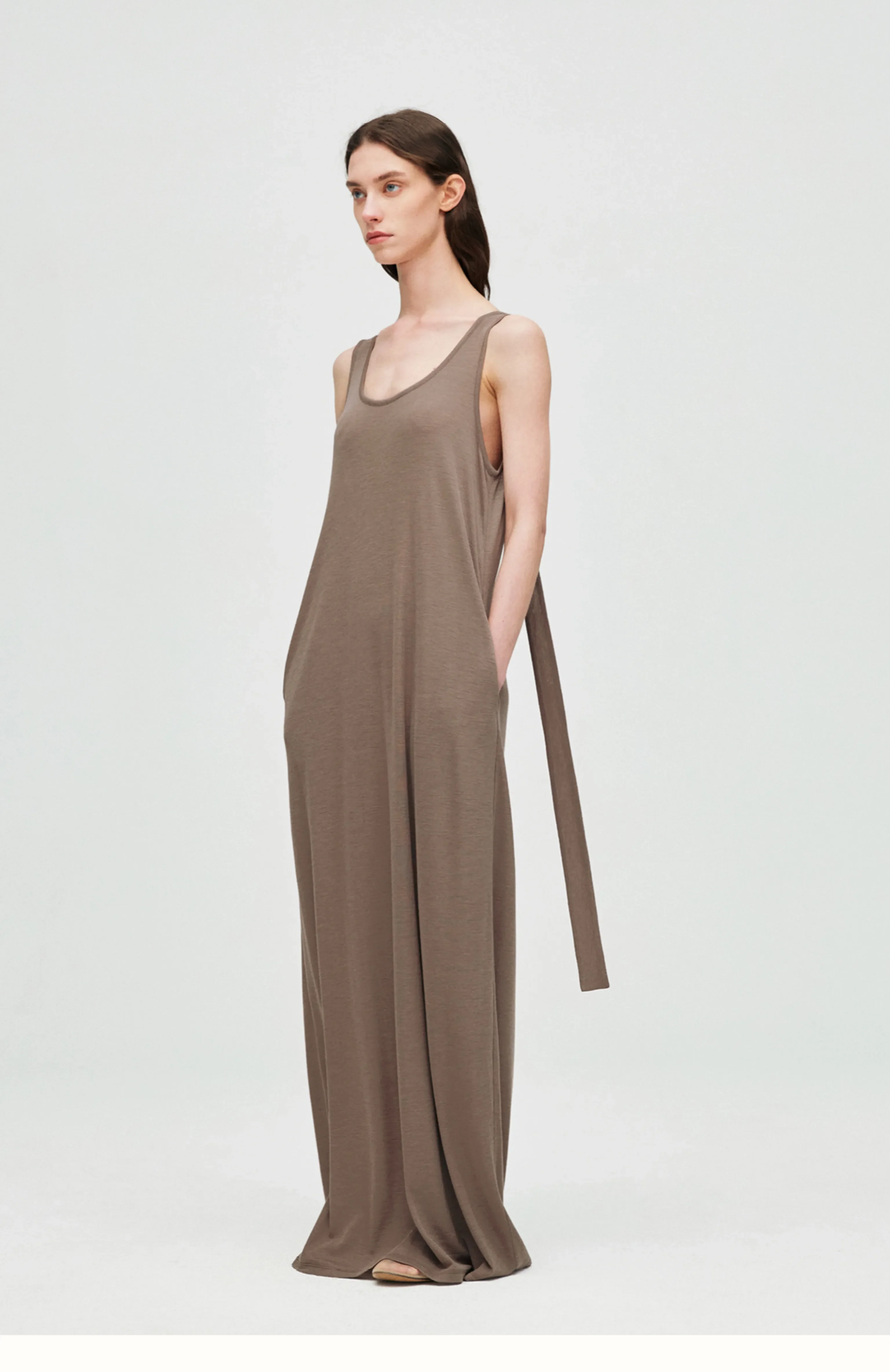 Wool-Blend Open-Back Maxi Dress