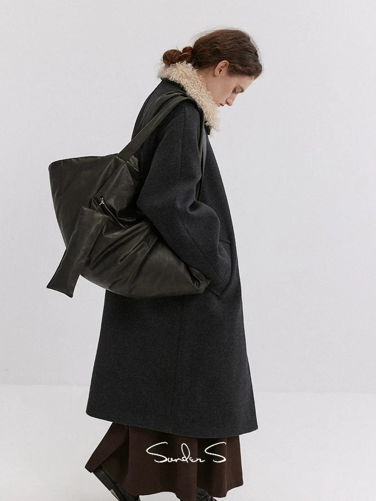 Wool-Blend Overcoat with Detachable Shearling Collar - Image 3