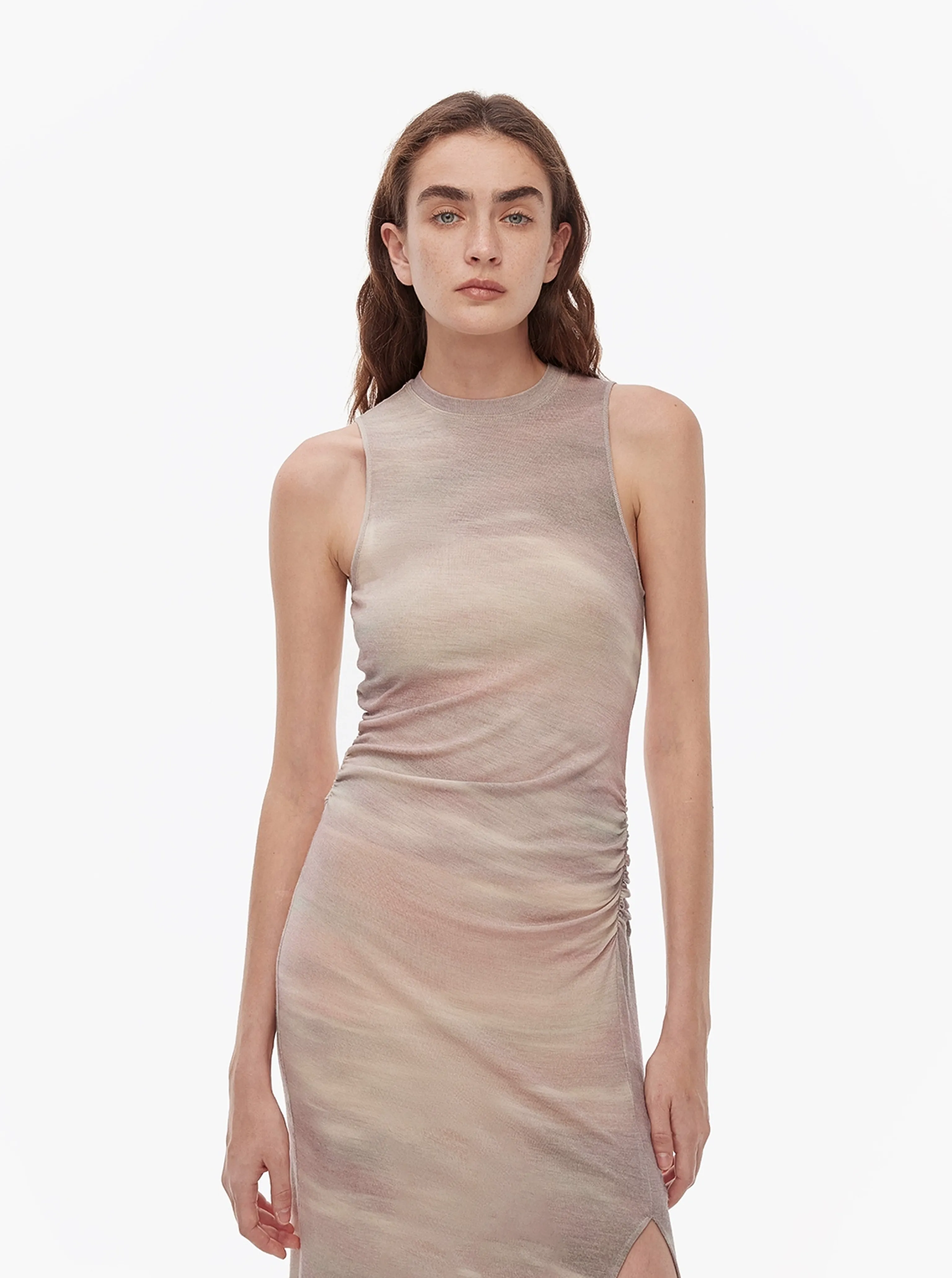 Wool Blend Pleated Dress