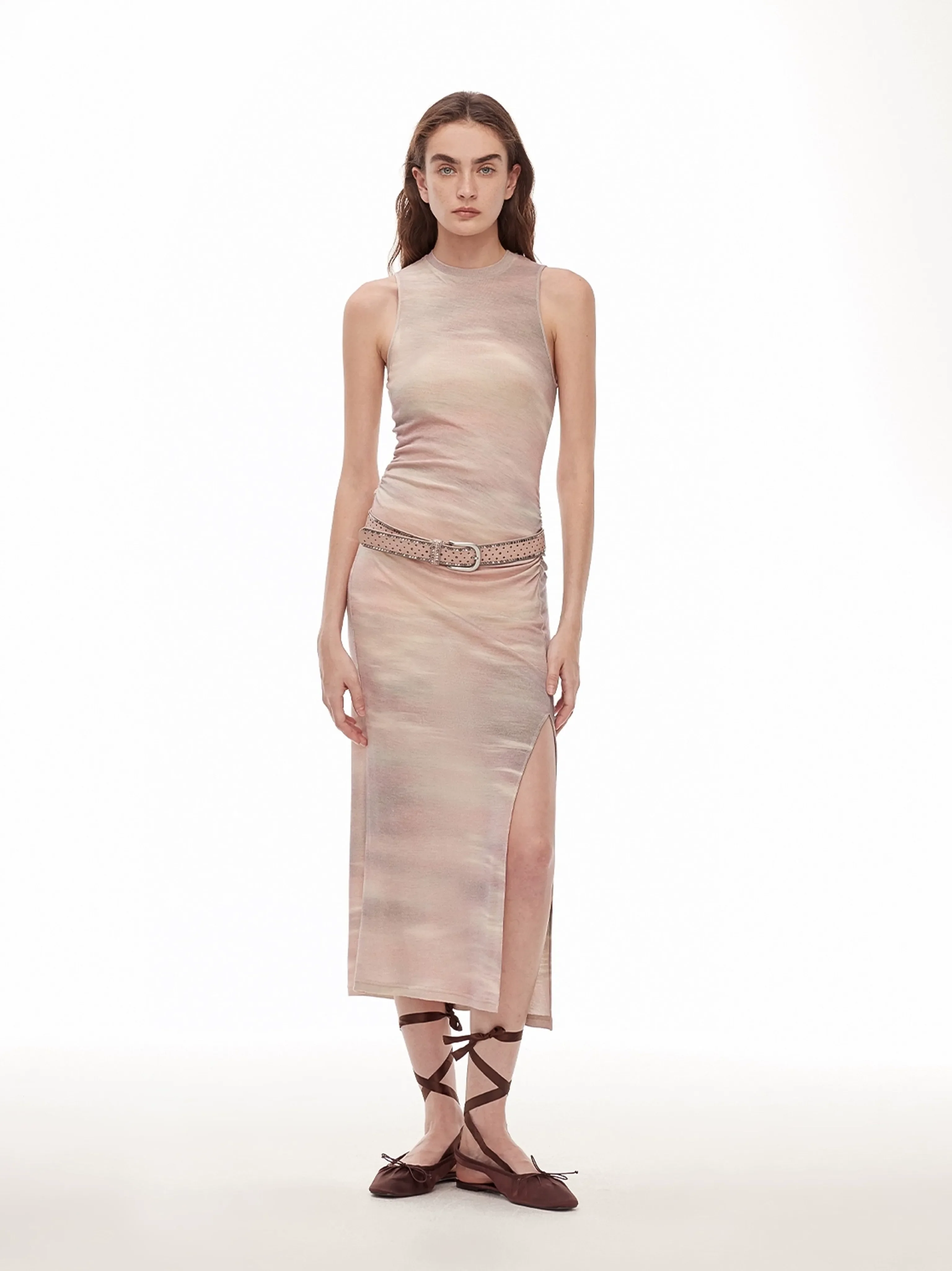 Wool Blend Pleated Dress - Image 2