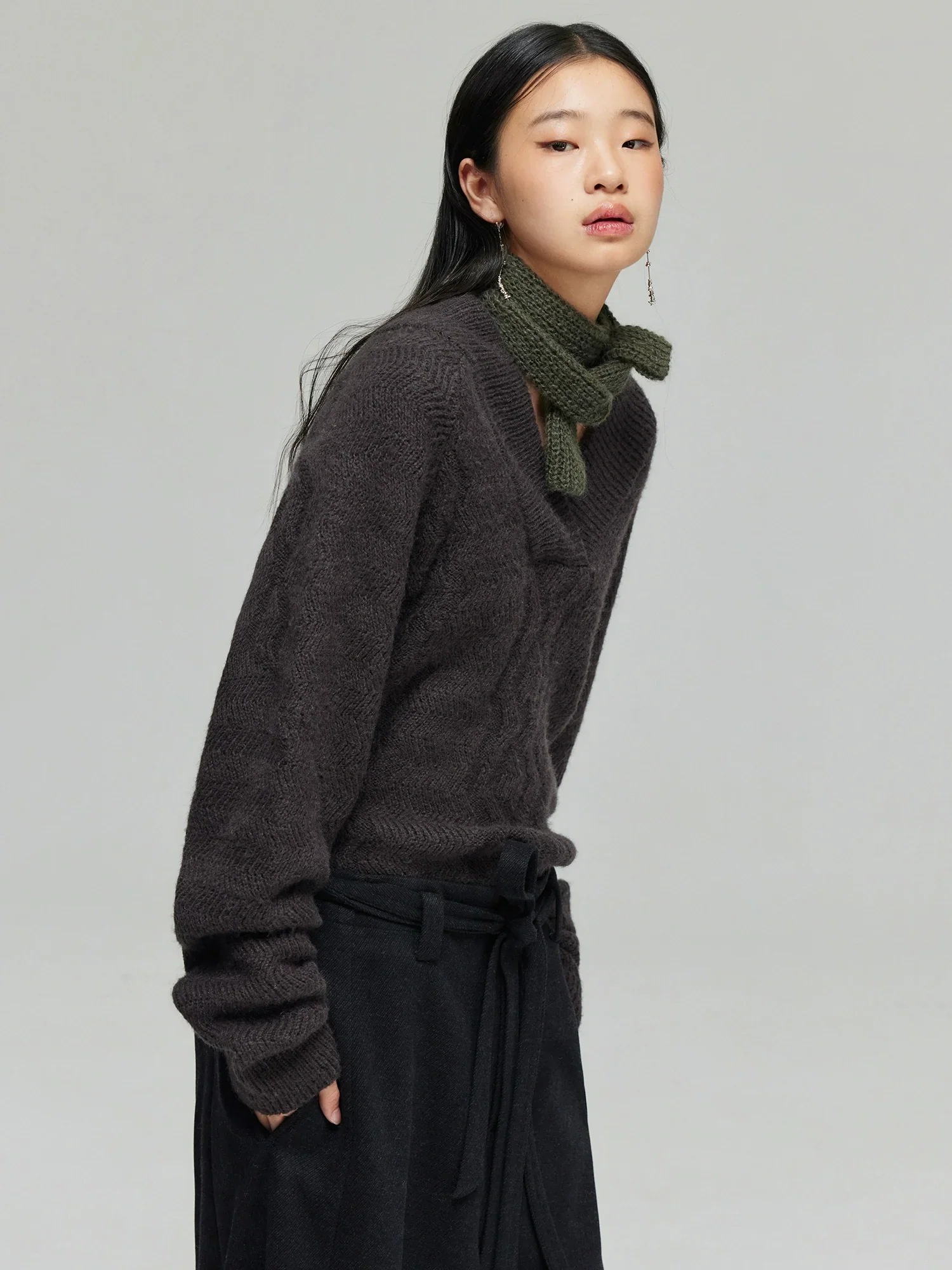 Wool-Blend Skinny Knit Scarf - Image 2