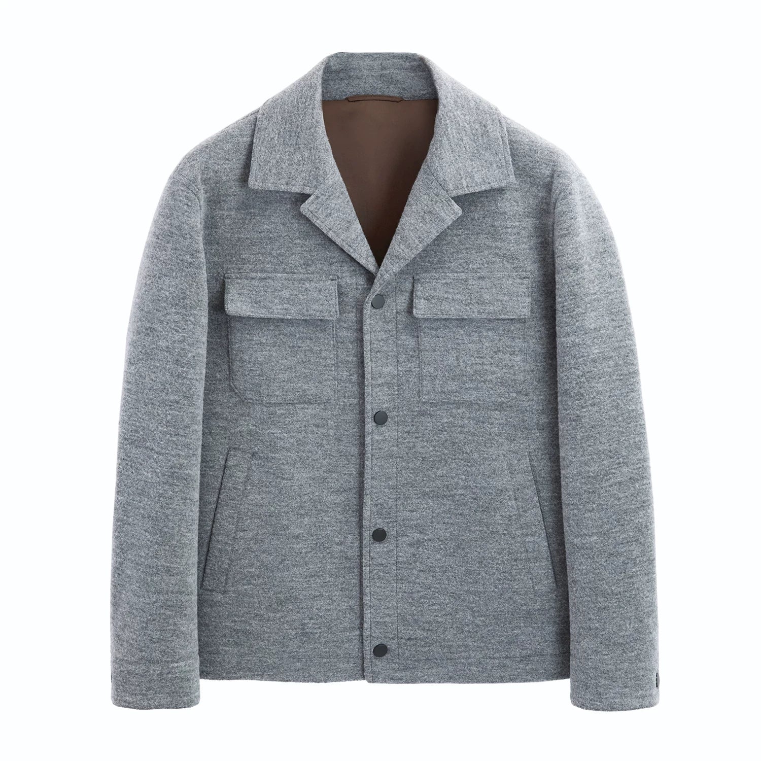 Wool Blend Snap-Front Overshirt Jacket - Image 6