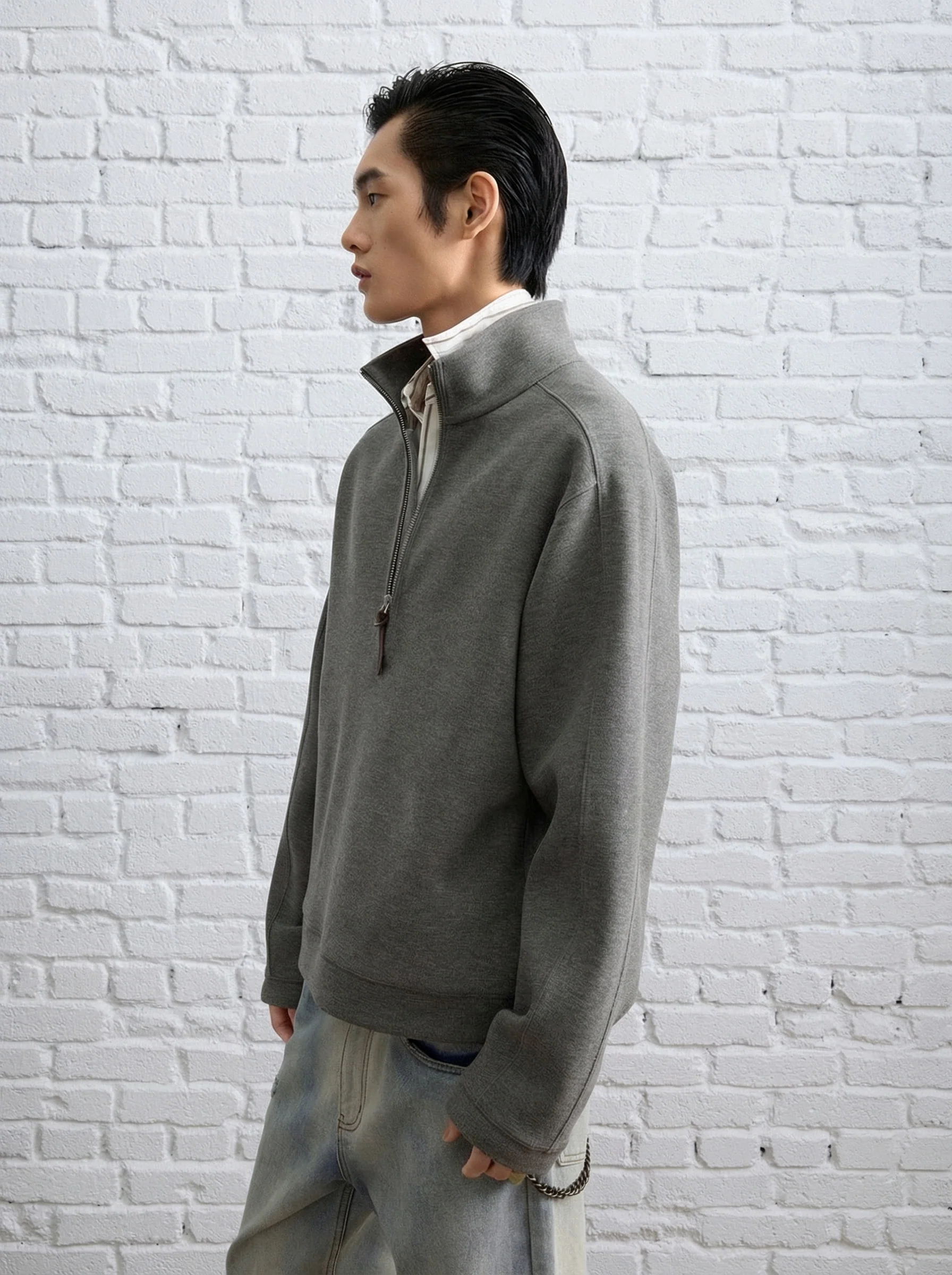 Wool-Blend Stand-Collar Half-Zip Sweatshirt - Image 5