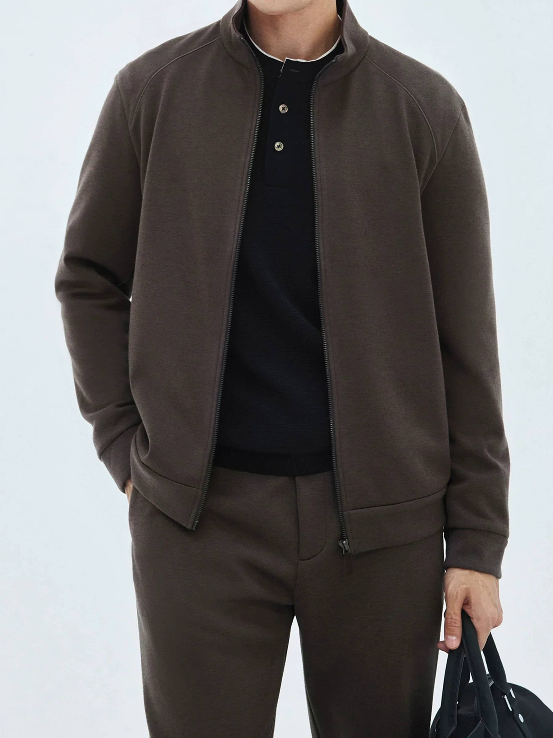 Wool-Blend Stand Collar Zip Jacket - Image 2