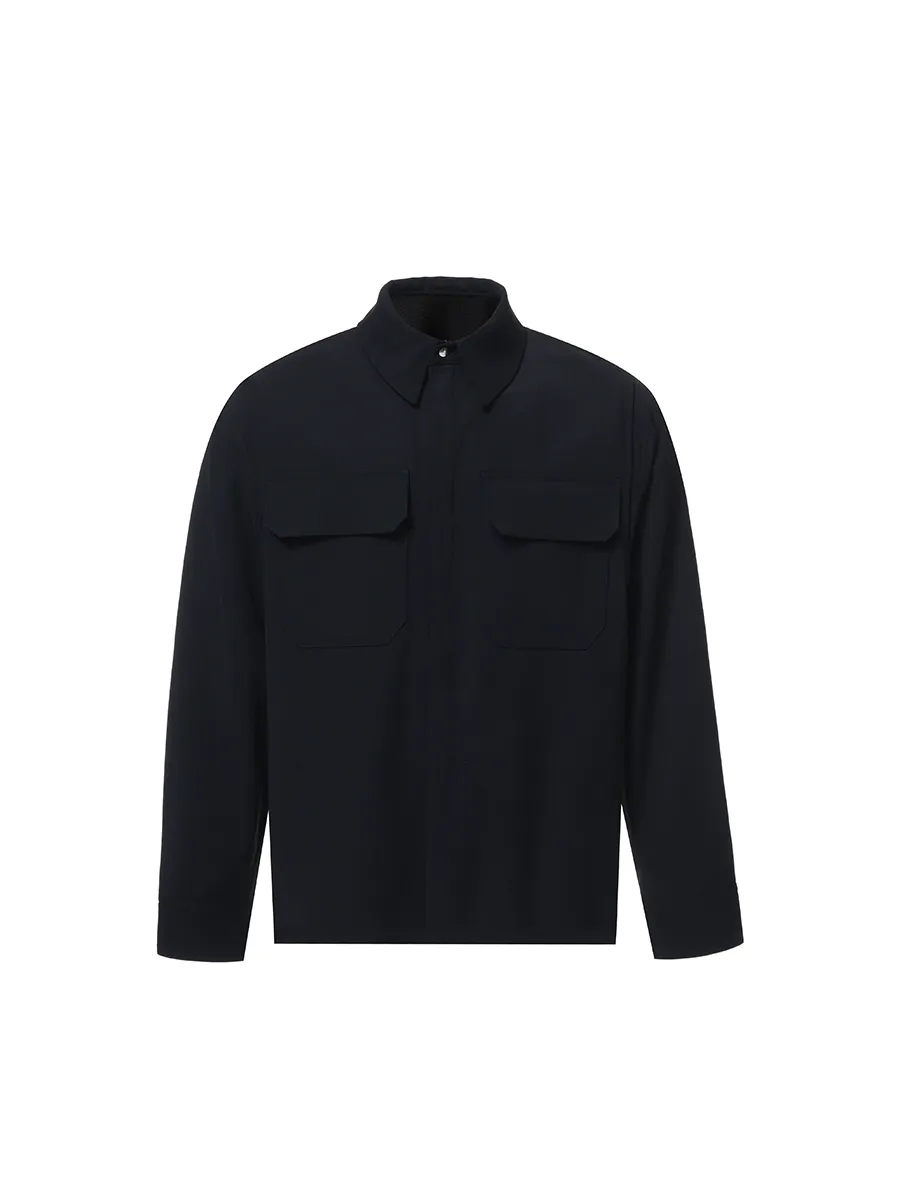 Wool Blend Tailored Shirt Jacket - Image 3