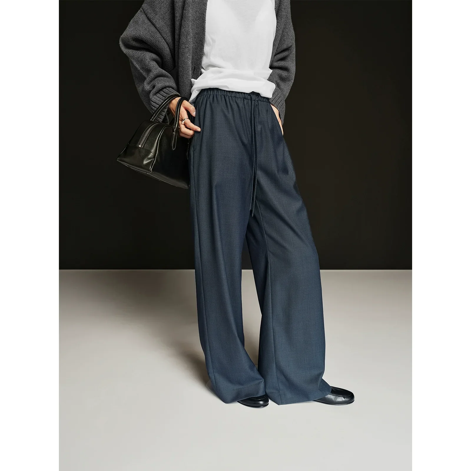 Wool Blend Wide-Leg Pants