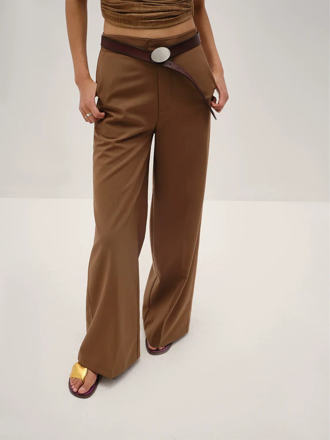 Wool Blend Wide-Leg Trousers - Image 2