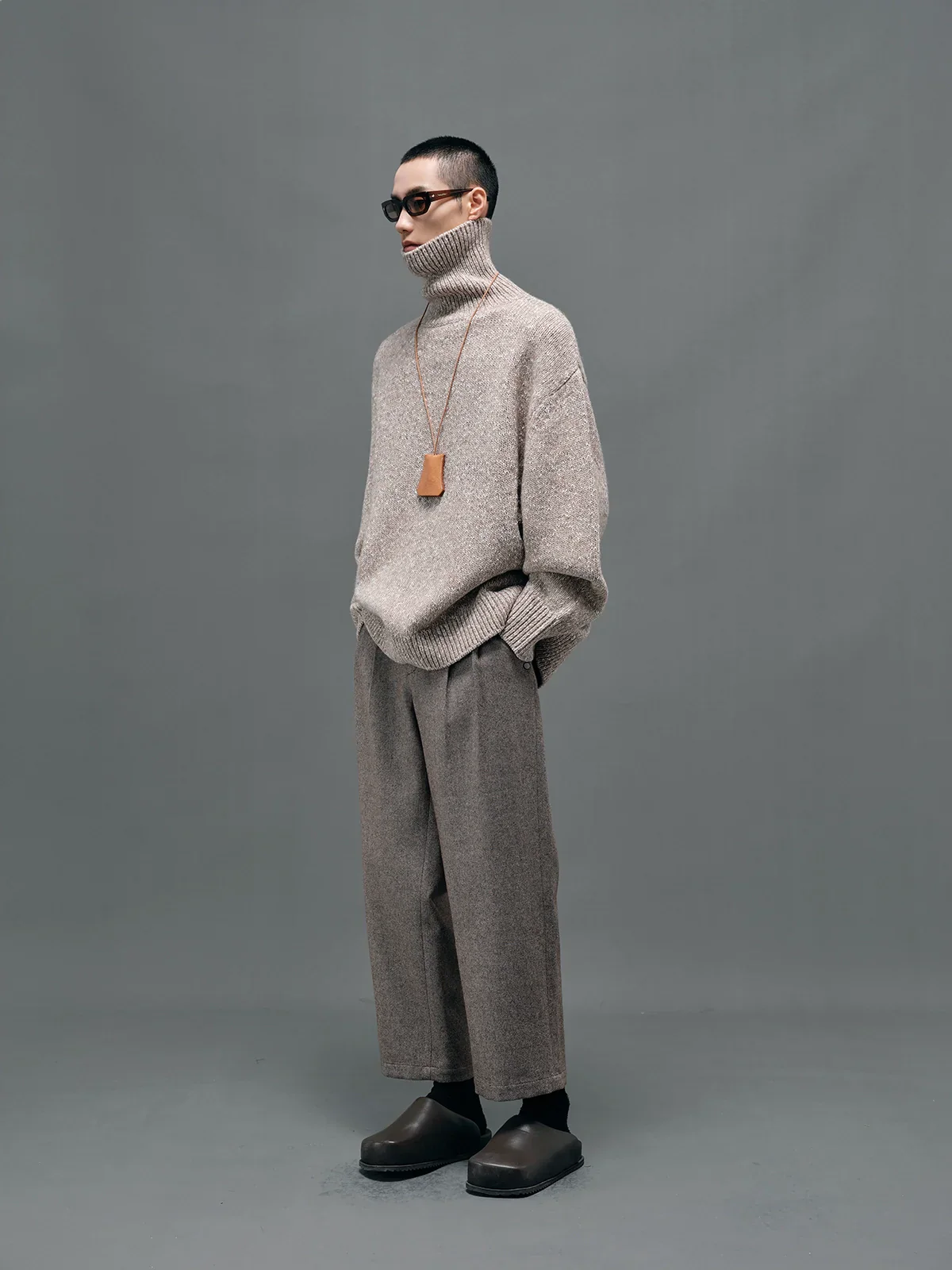 Wool Blend Wide-Leg Trousers - Image 3