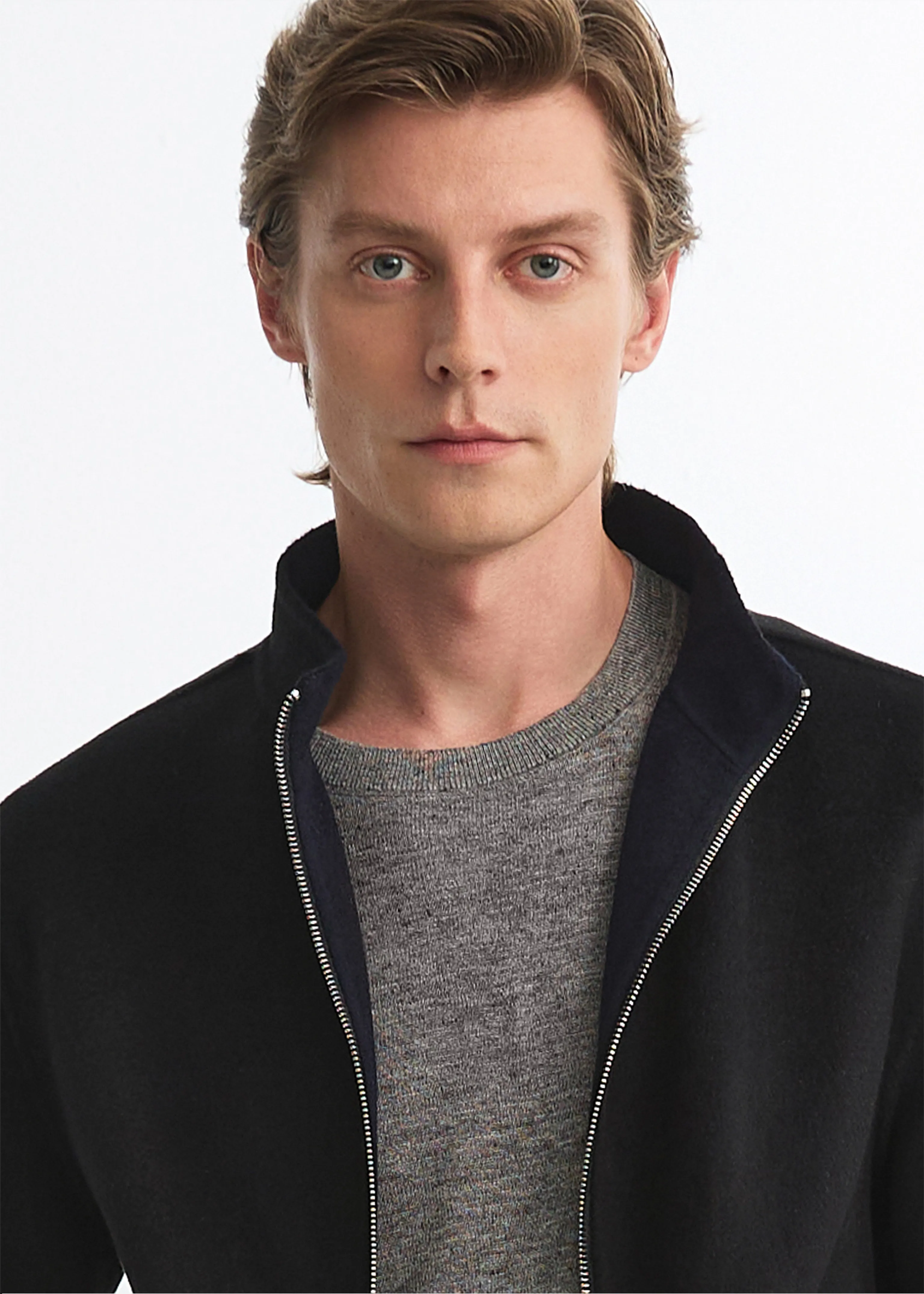 Wool-Cashmere Stand Collar Jacket
