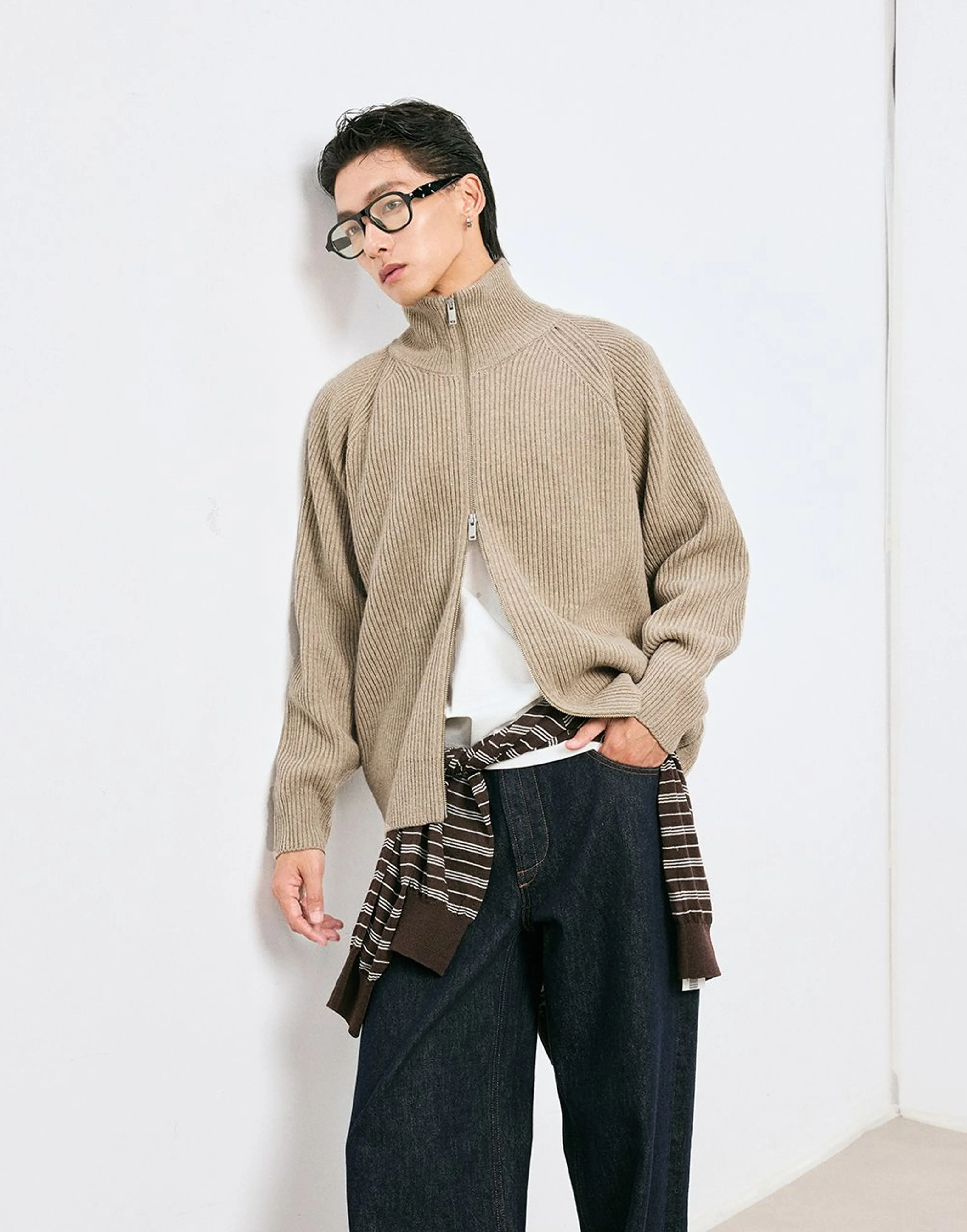 Wool-Cashmere Stand-Collar Zip Cardigan - Image 6