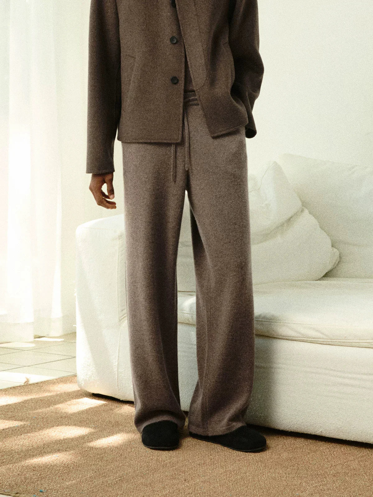 Wool-Cashmere Straight-Leg Knit Trousers