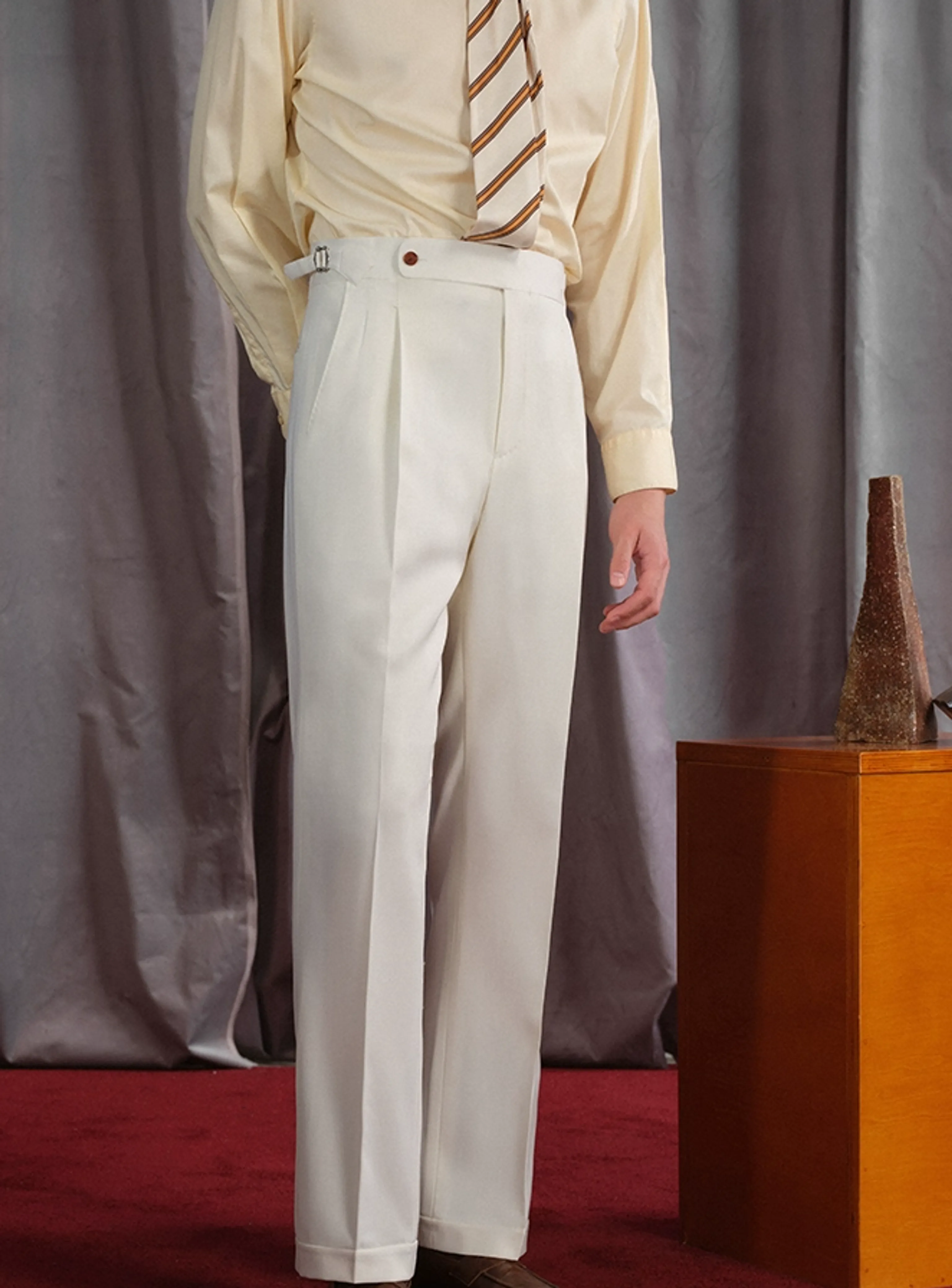 Wool Cavalry Twill High-Waist Single-Pleat Trousers - Image 3