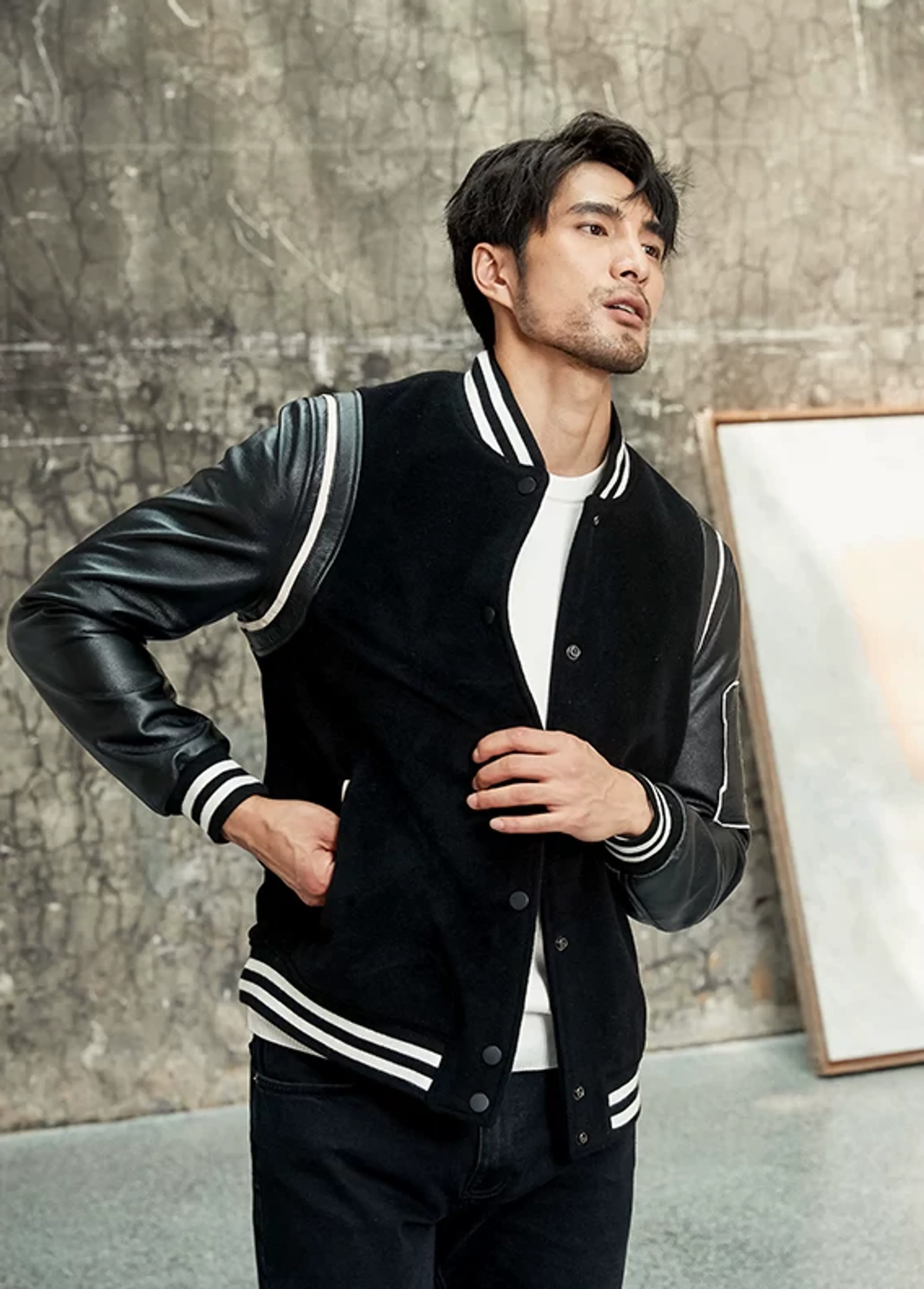 Wool-Cowhide Varsity Jacket - Image 2
