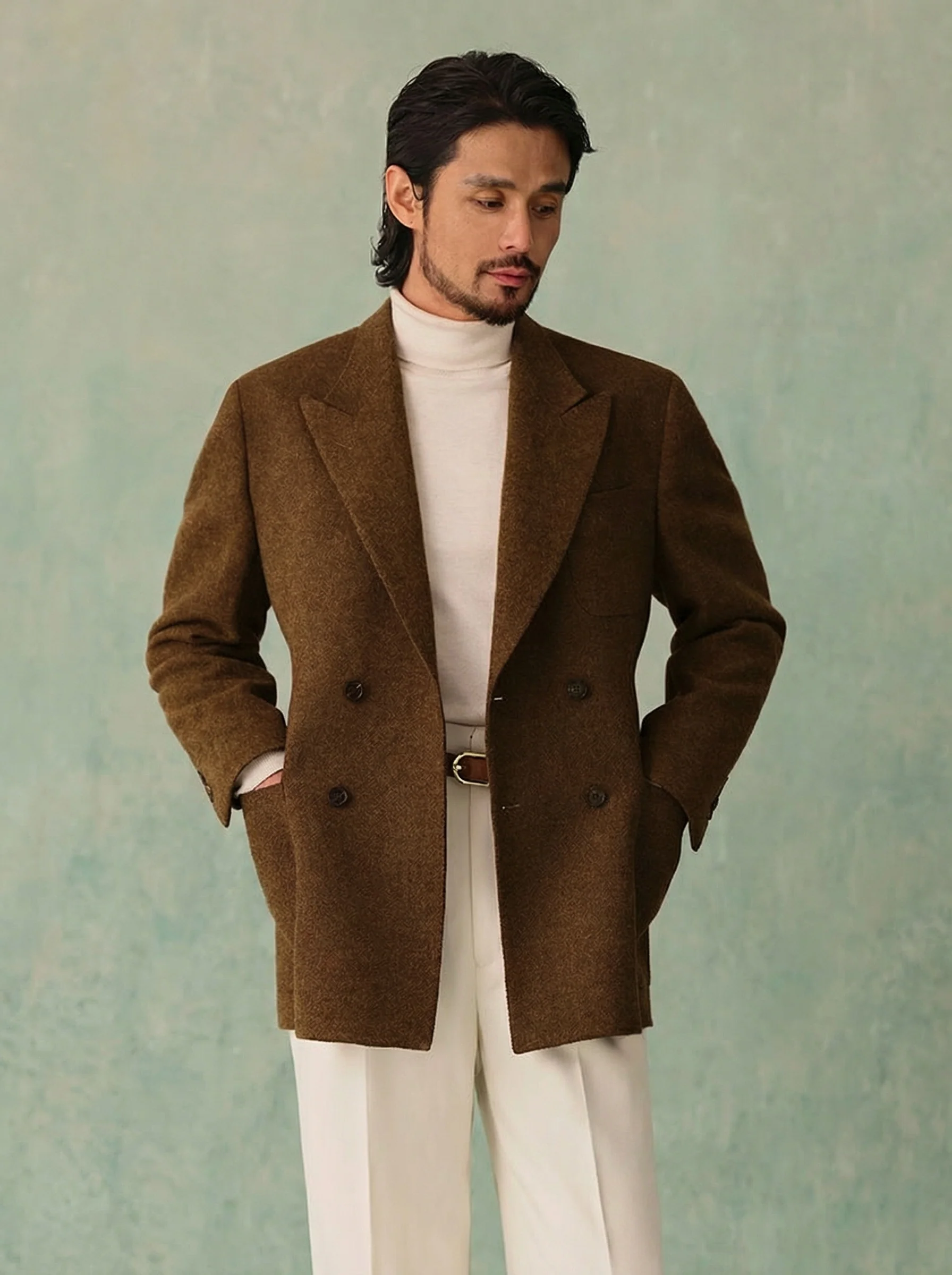 Wool Double-Breasted Peak-Lapel Blazer - Image 4