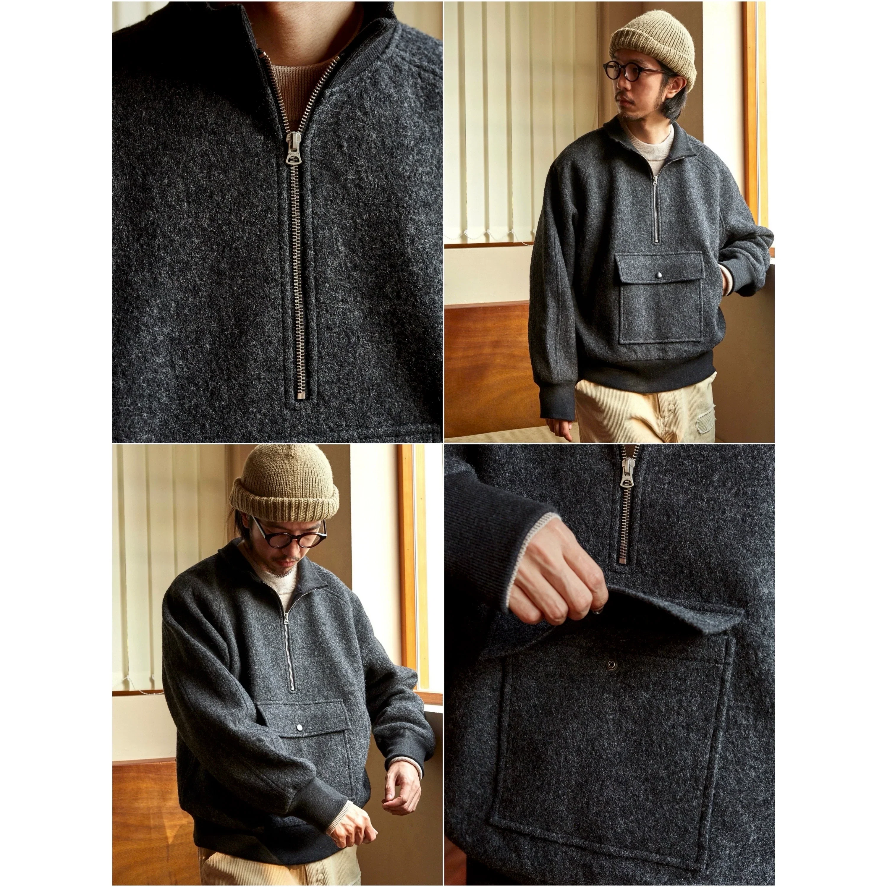 Wool Half-Zip Pullover Jacket - Image 3