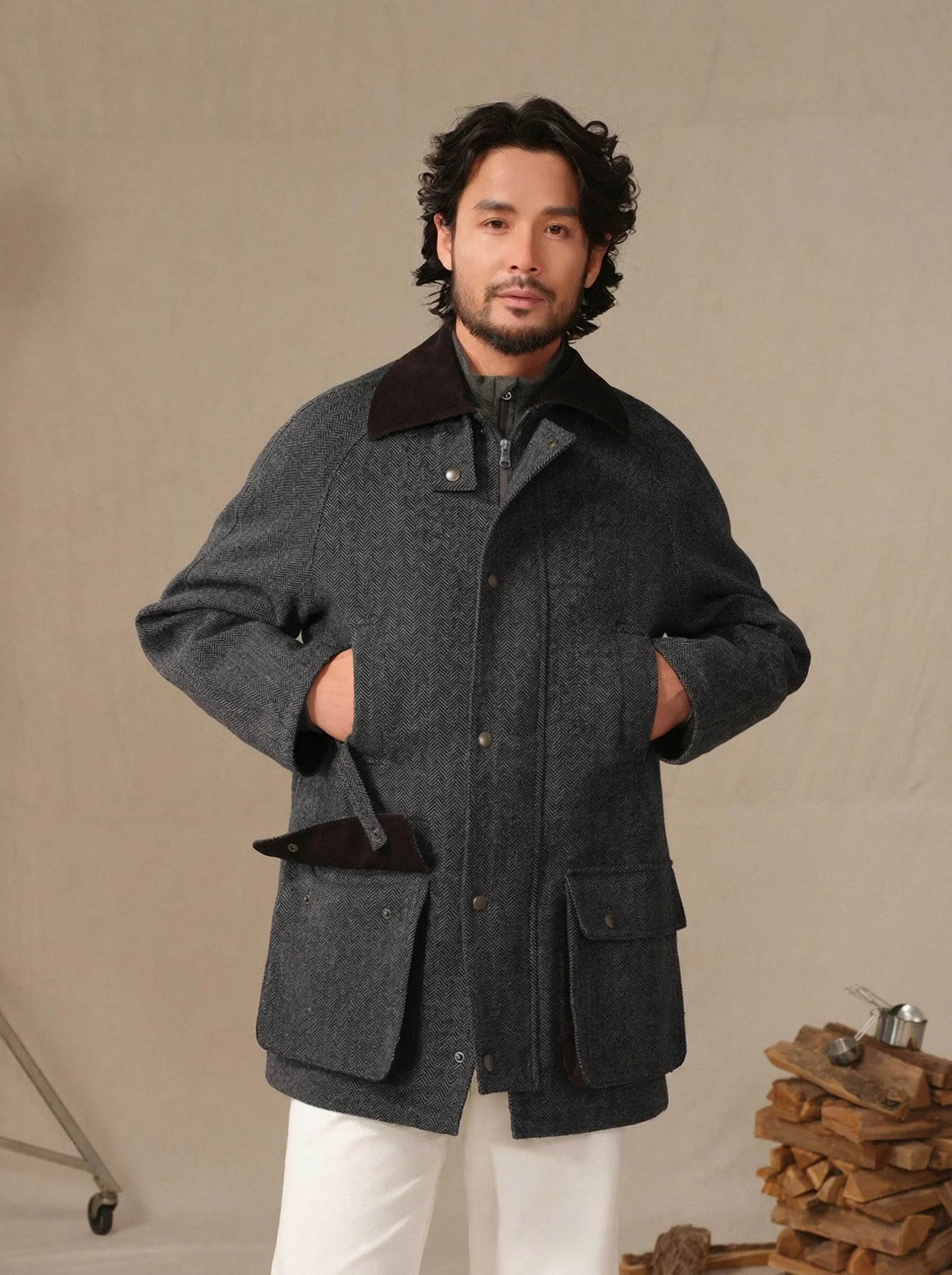 Wool Herringbone Field Jacket