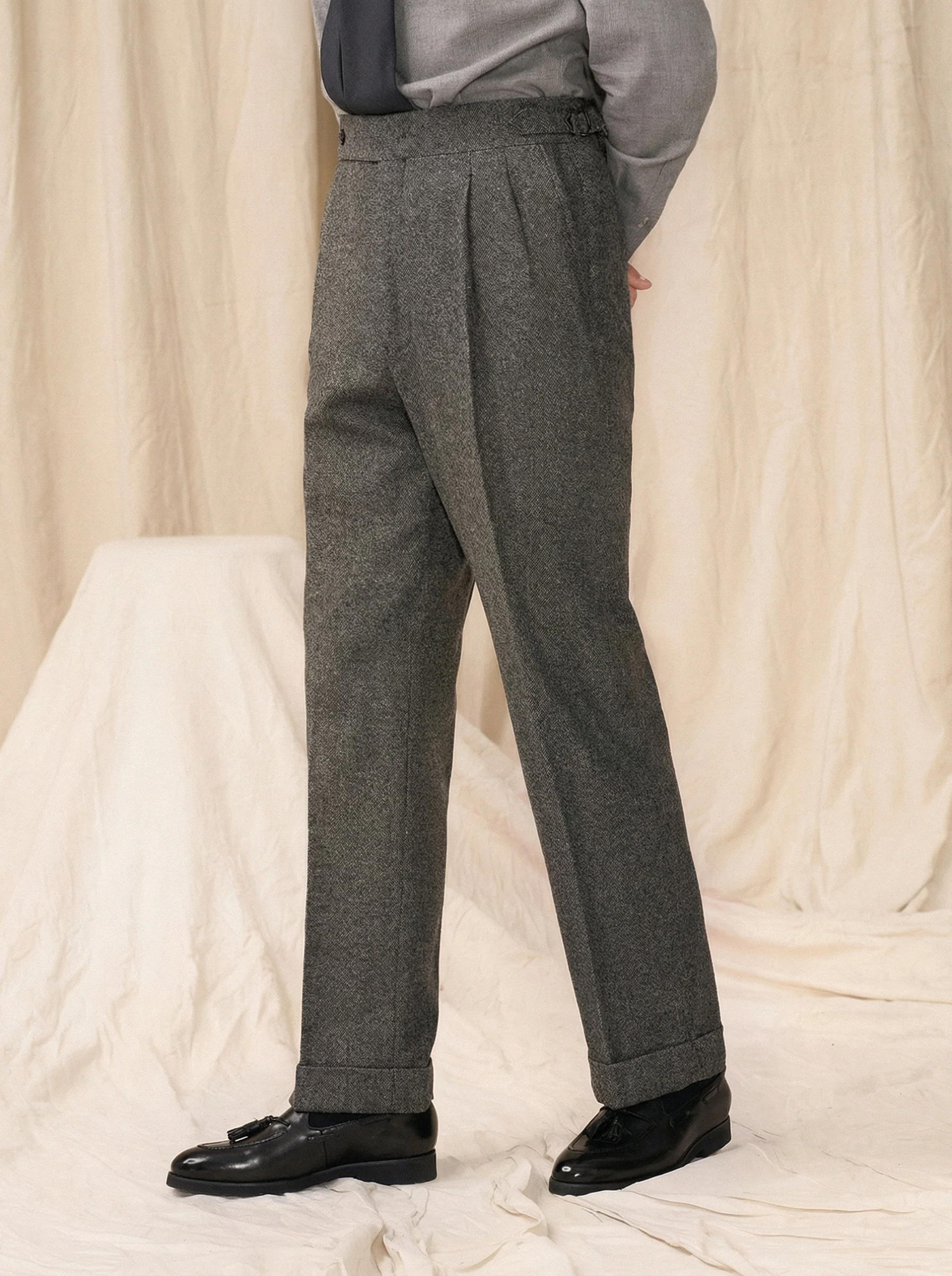 Wool Herringbone Trousers