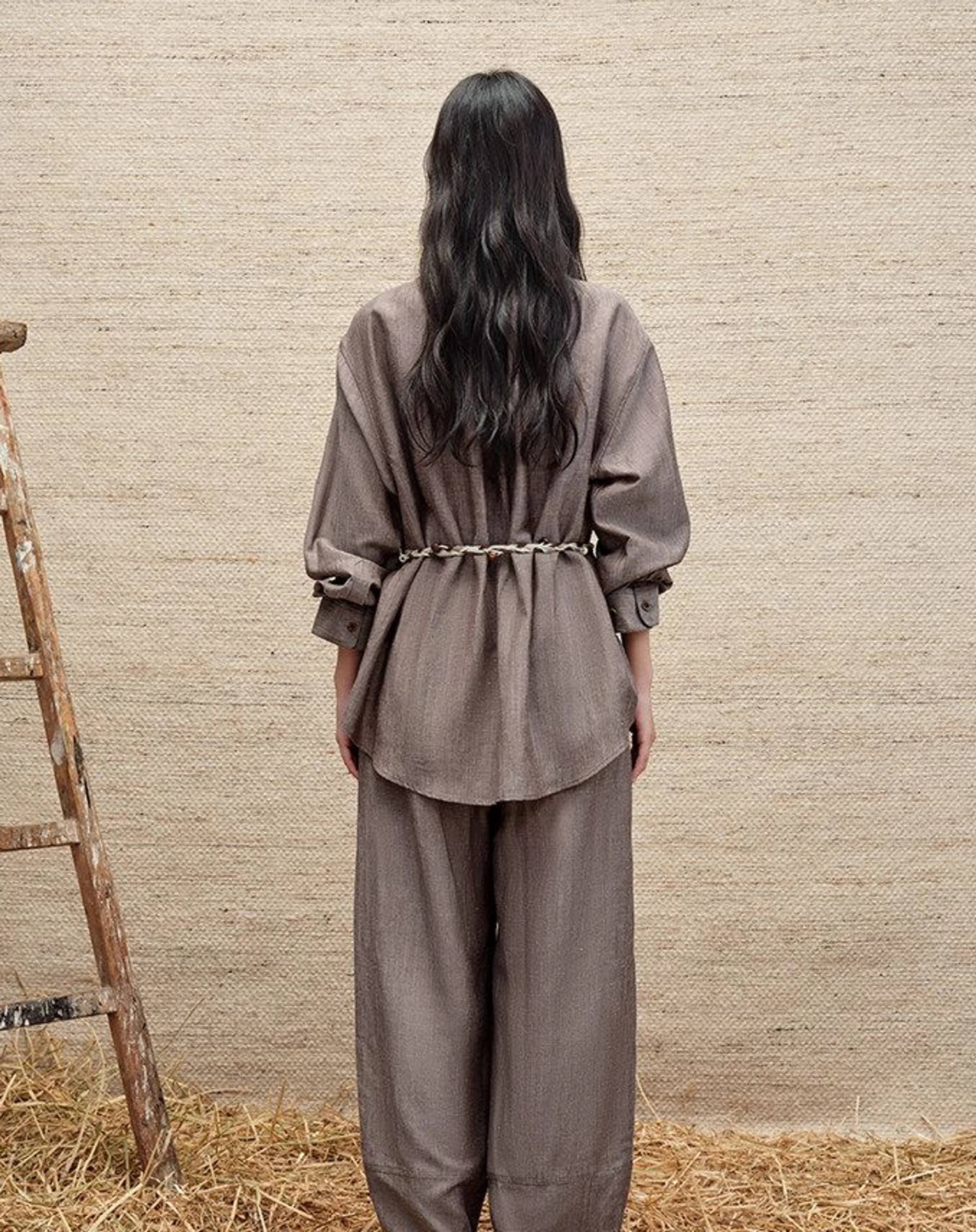 Wool-Linen Belted Shirt - Image 4