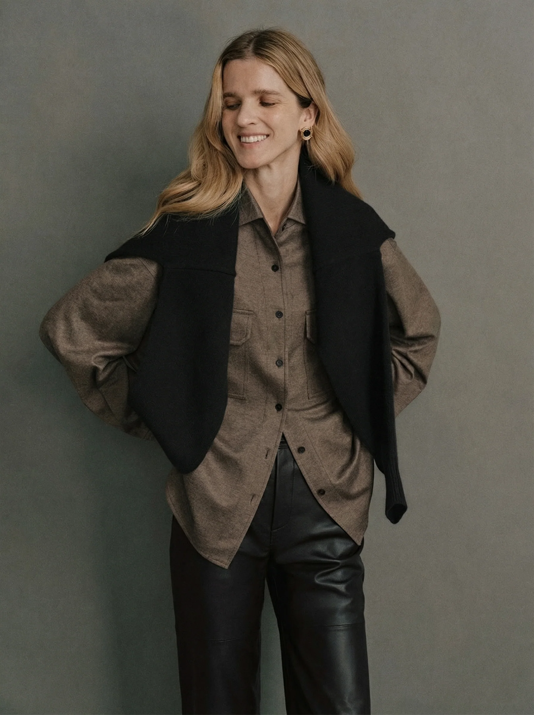 Wool Melange Shirt and Wide-Leg Trousers Set - Image 6