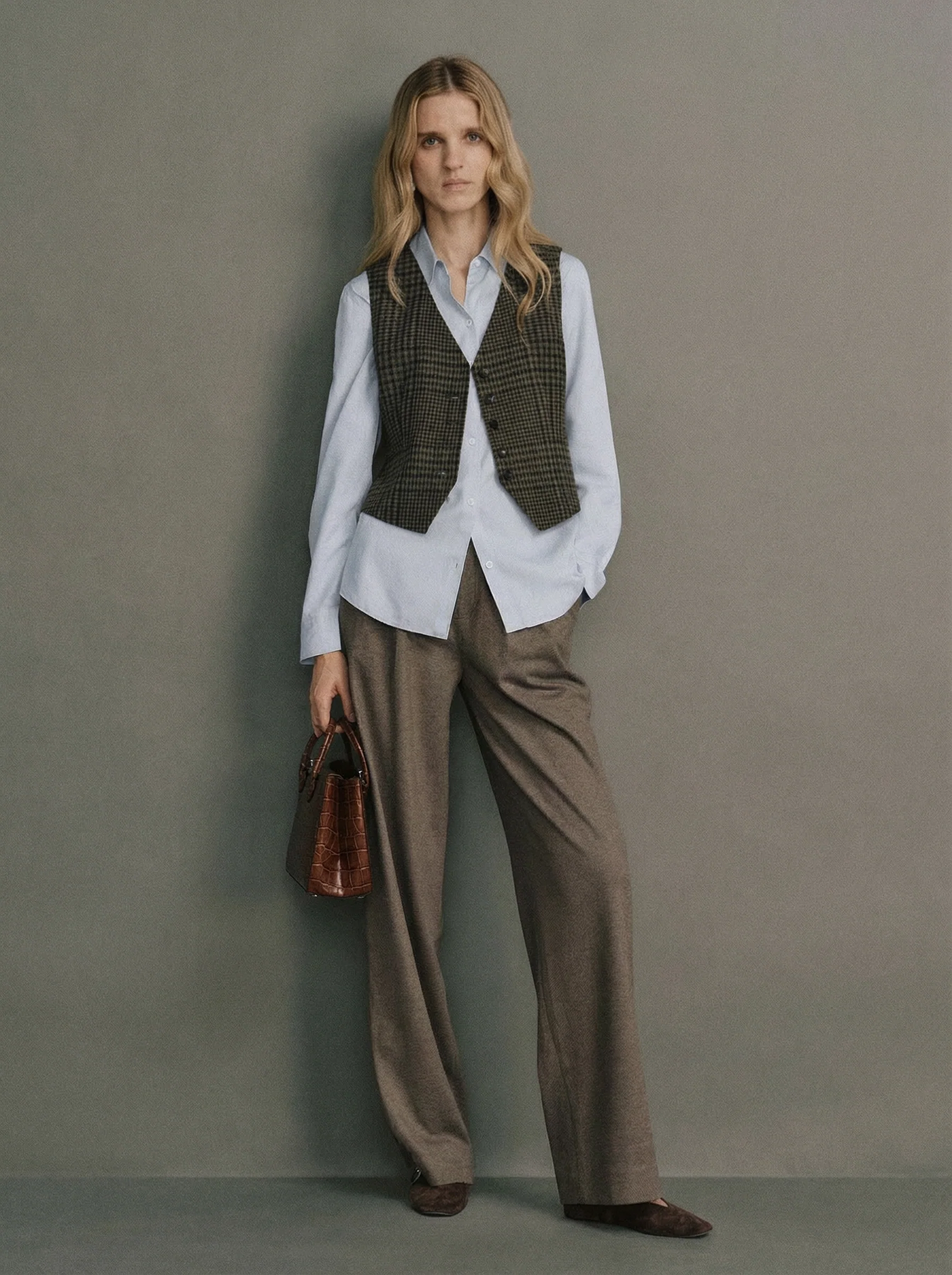 Wool Melange Shirt and Wide-Leg Trousers Set - Image 7