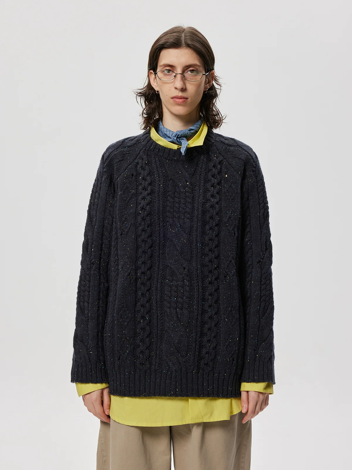 Wool Nep Cable Crewneck Sweater - Image 24