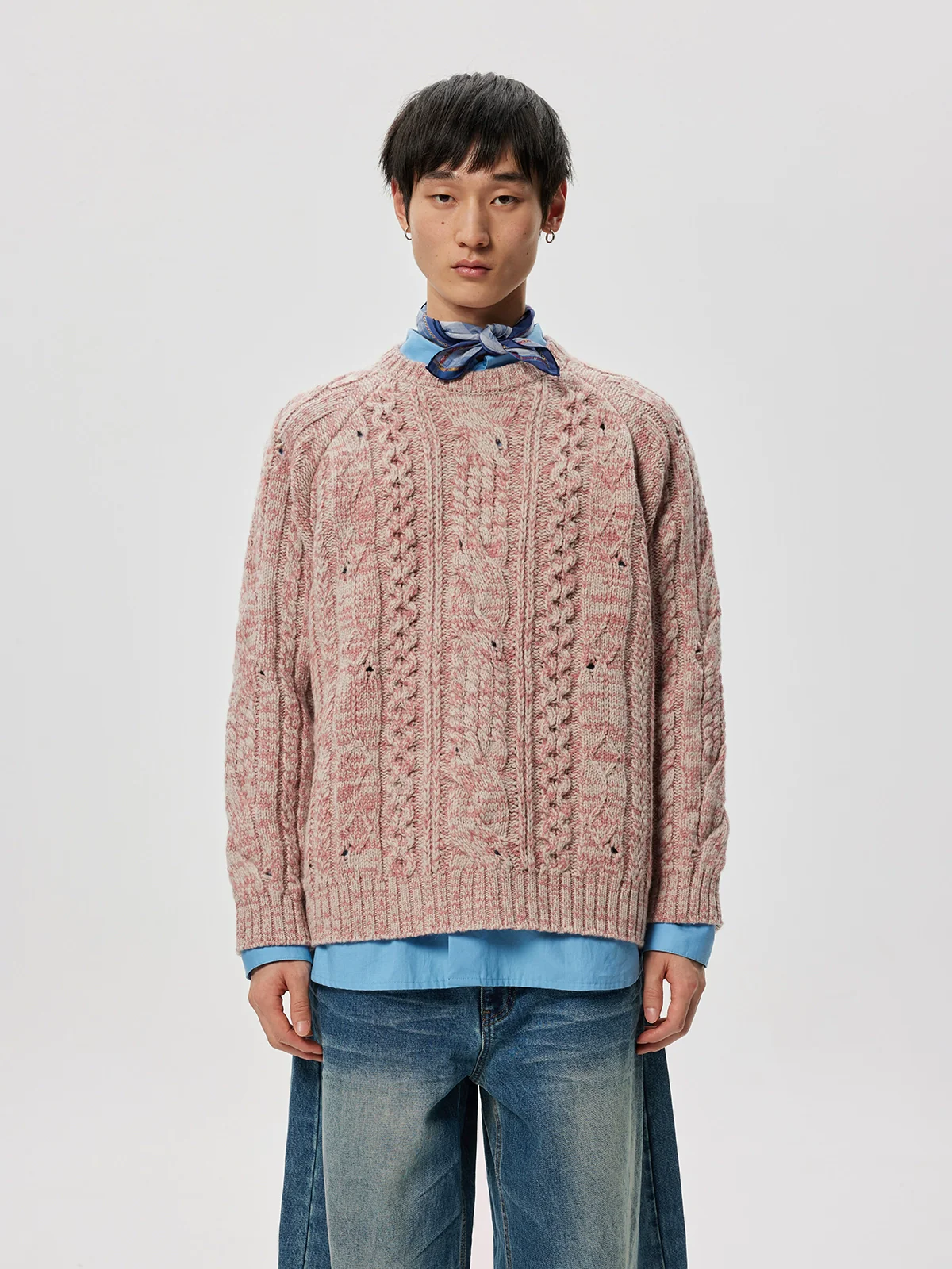 Wool Nep Cable Crewneck Sweater - Image 8